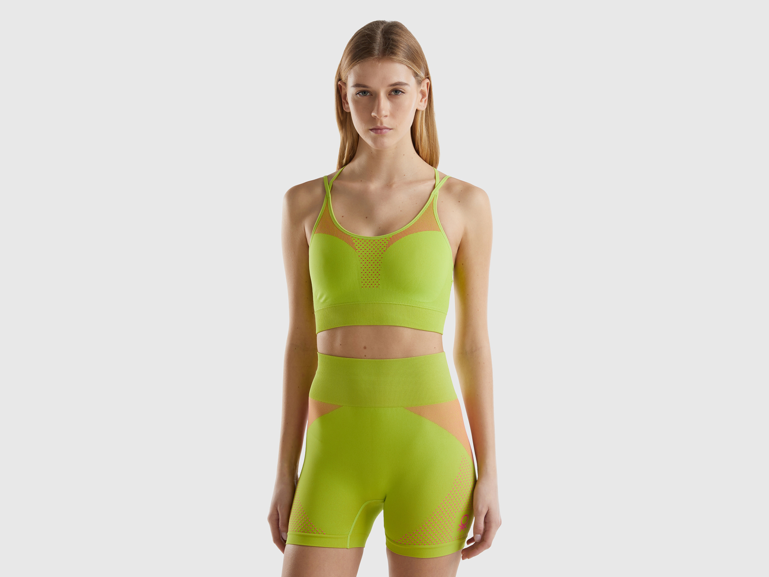 Image of Benetton, Seamless Sports Top Bra, size S, Lime, Women
