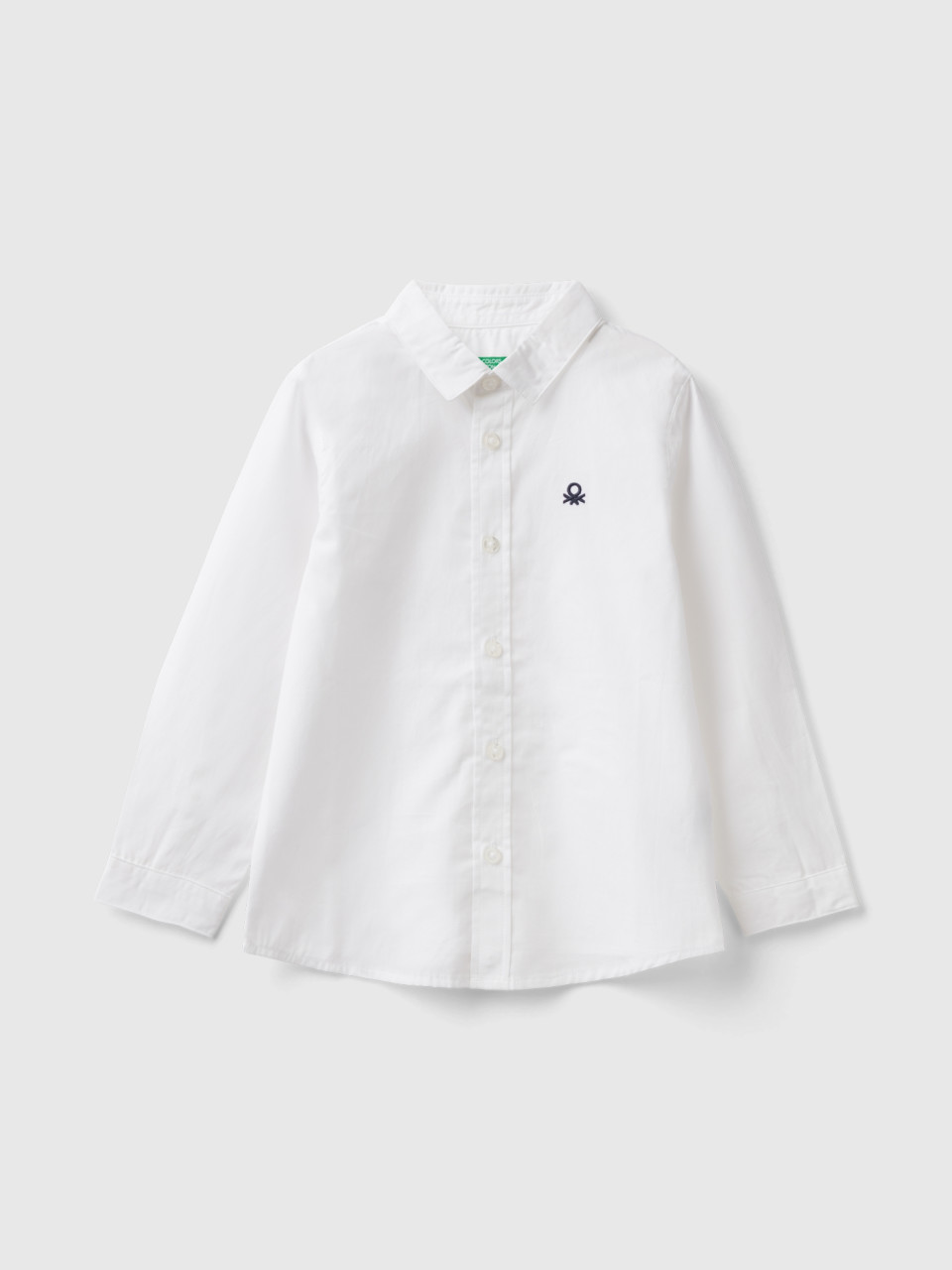 Benetton, Camisa De 100 % Algodón, Blanco, Niños