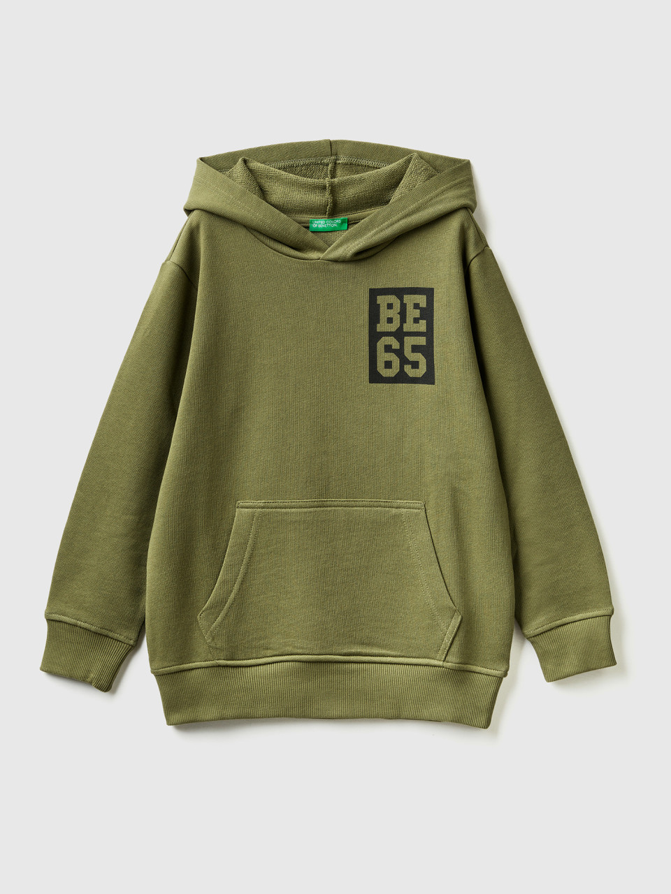 Benetton, Hoodie With Logo, Military Green, Kids