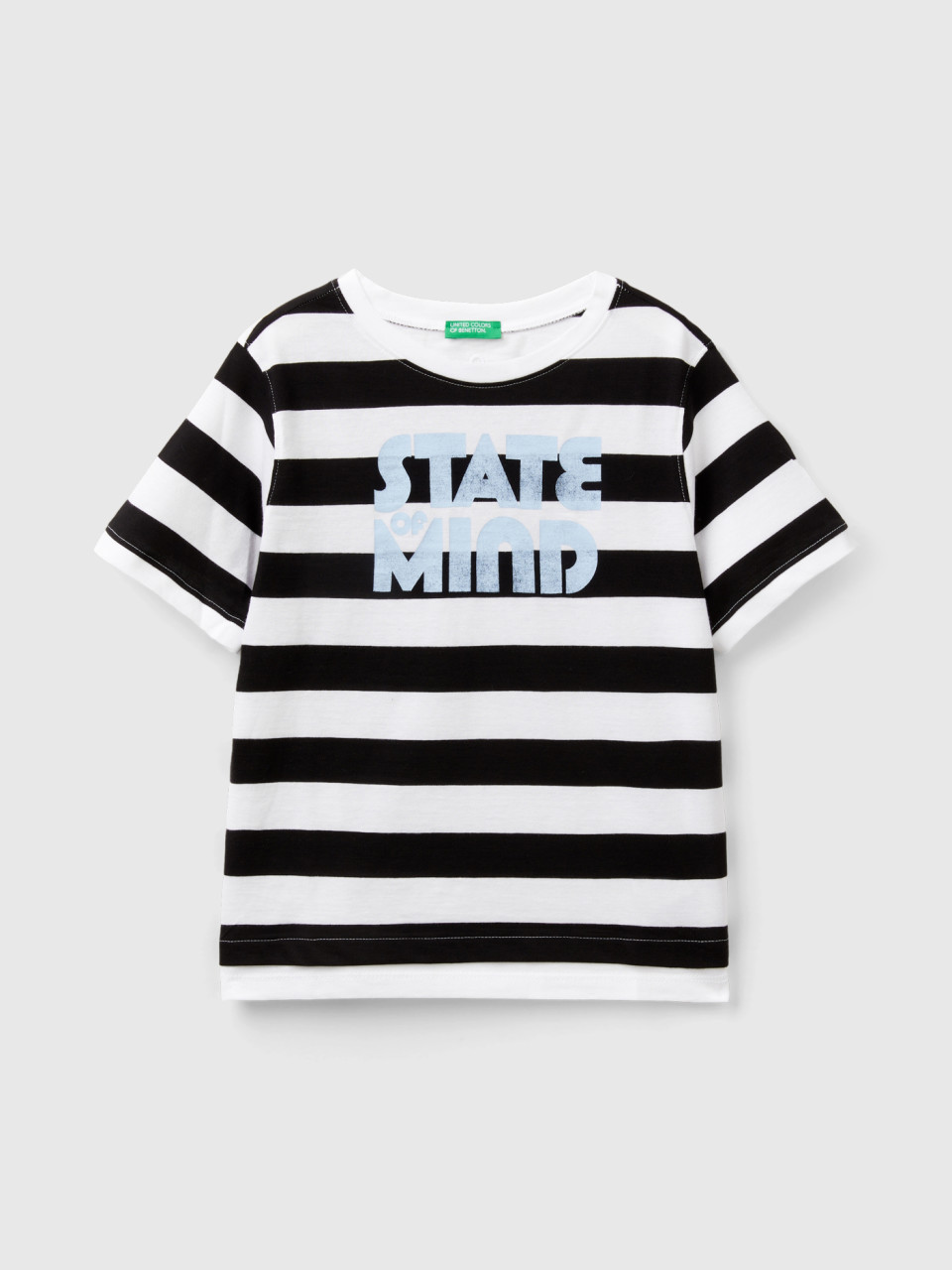 Benetton, Striped T-shirt With Slogan, Multi-color, Kids