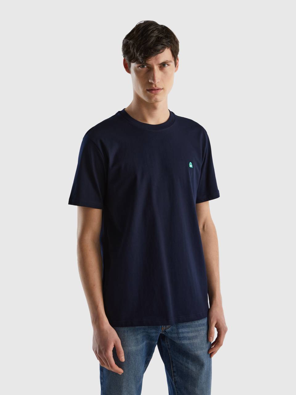 100% basic Benetton Blue Dark cotton t-shirt organic | -