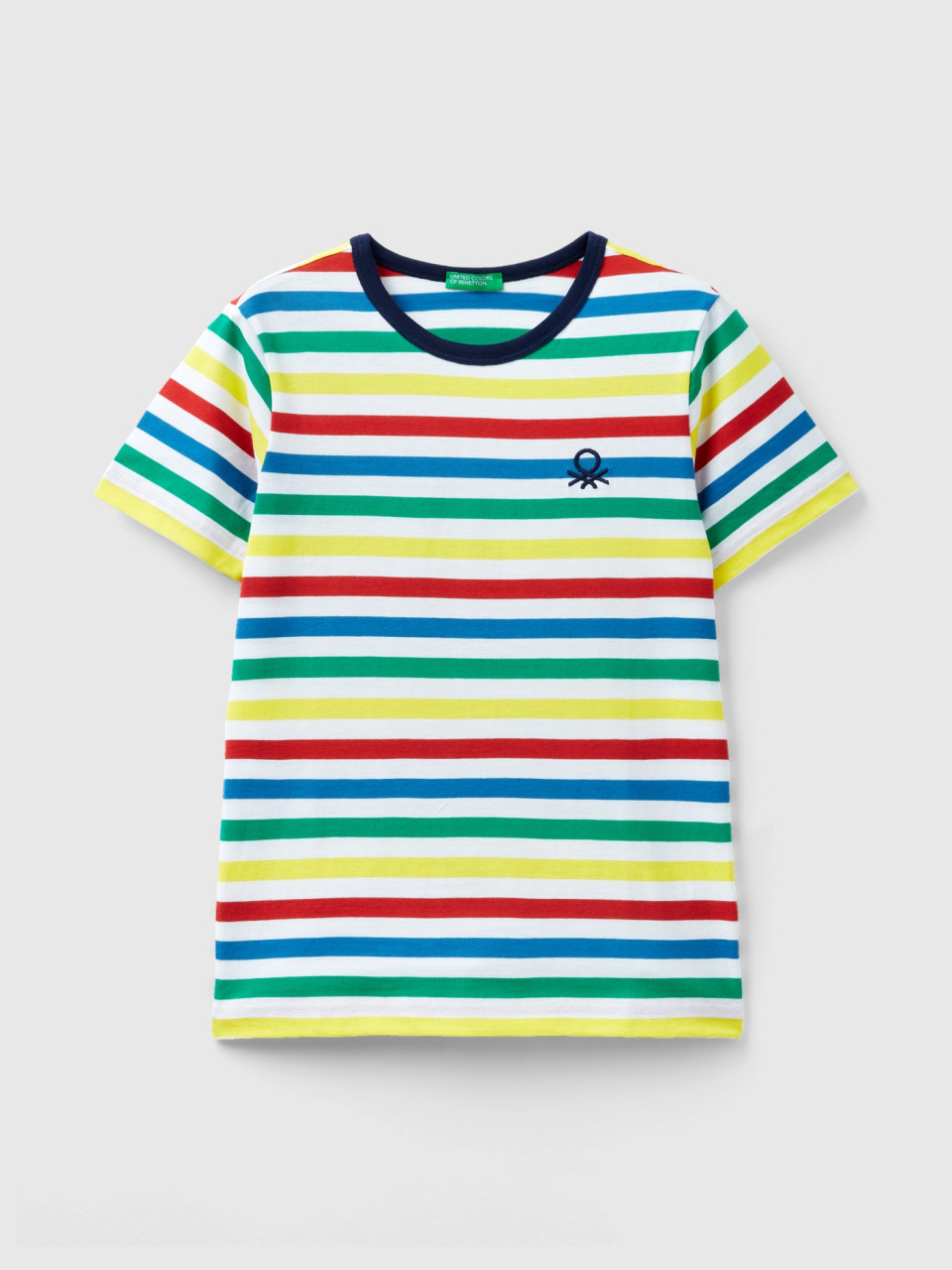 Benetton, Striped 100% Cotton T-shirt, Multi-color, Kids