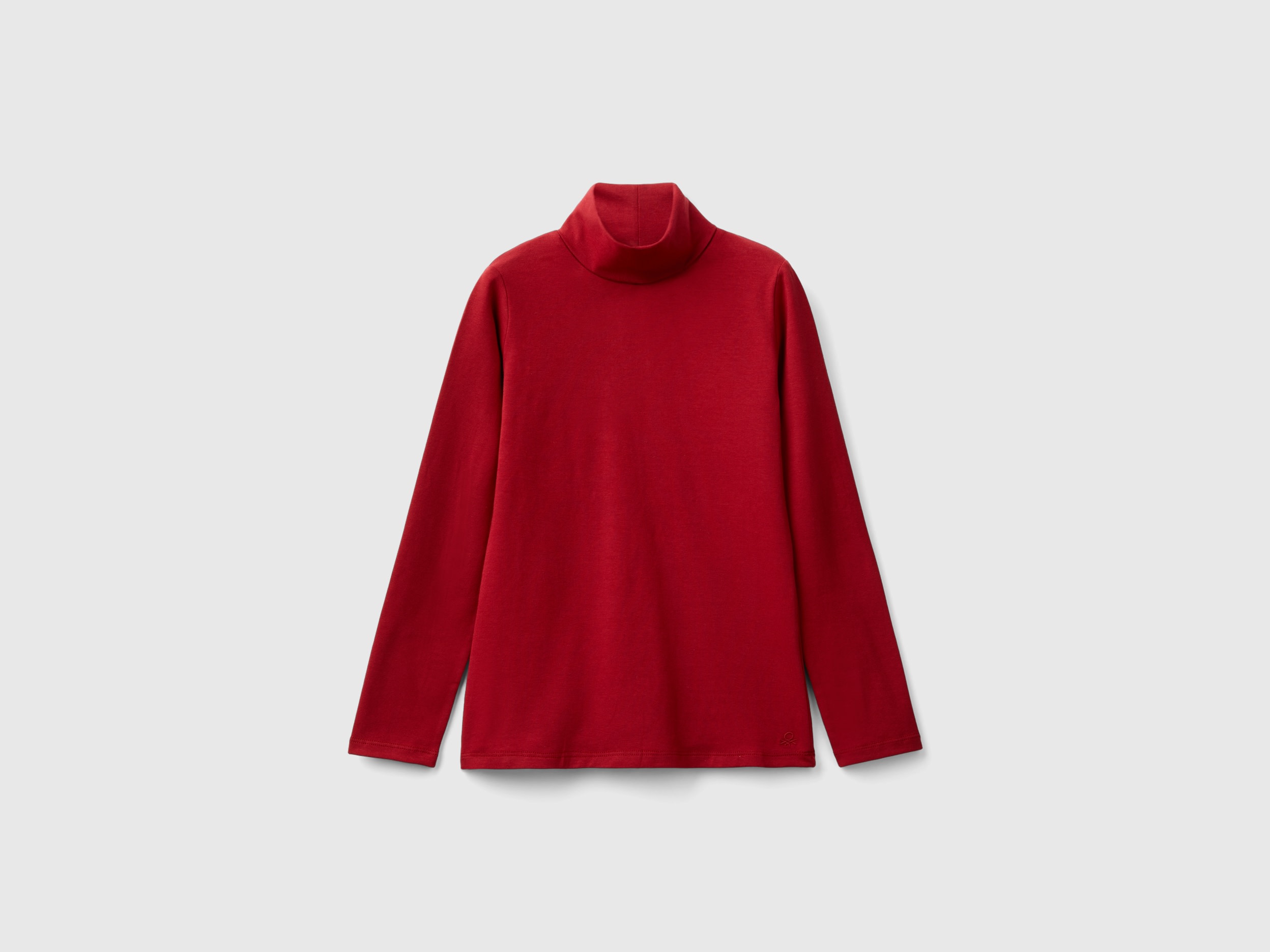 Benetton, T-shirt Stretch Con Collo Alto, Rosso, Bambini