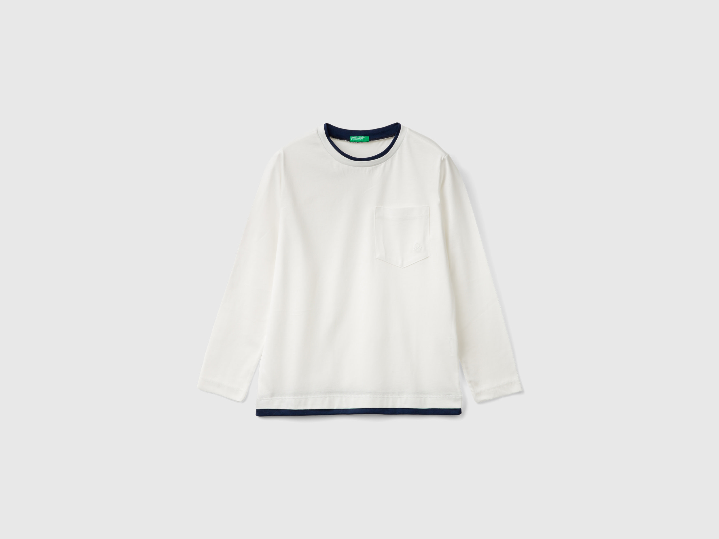 Benetton, Maglietta In Cotone Bio, Bianco Panna, Bambini
