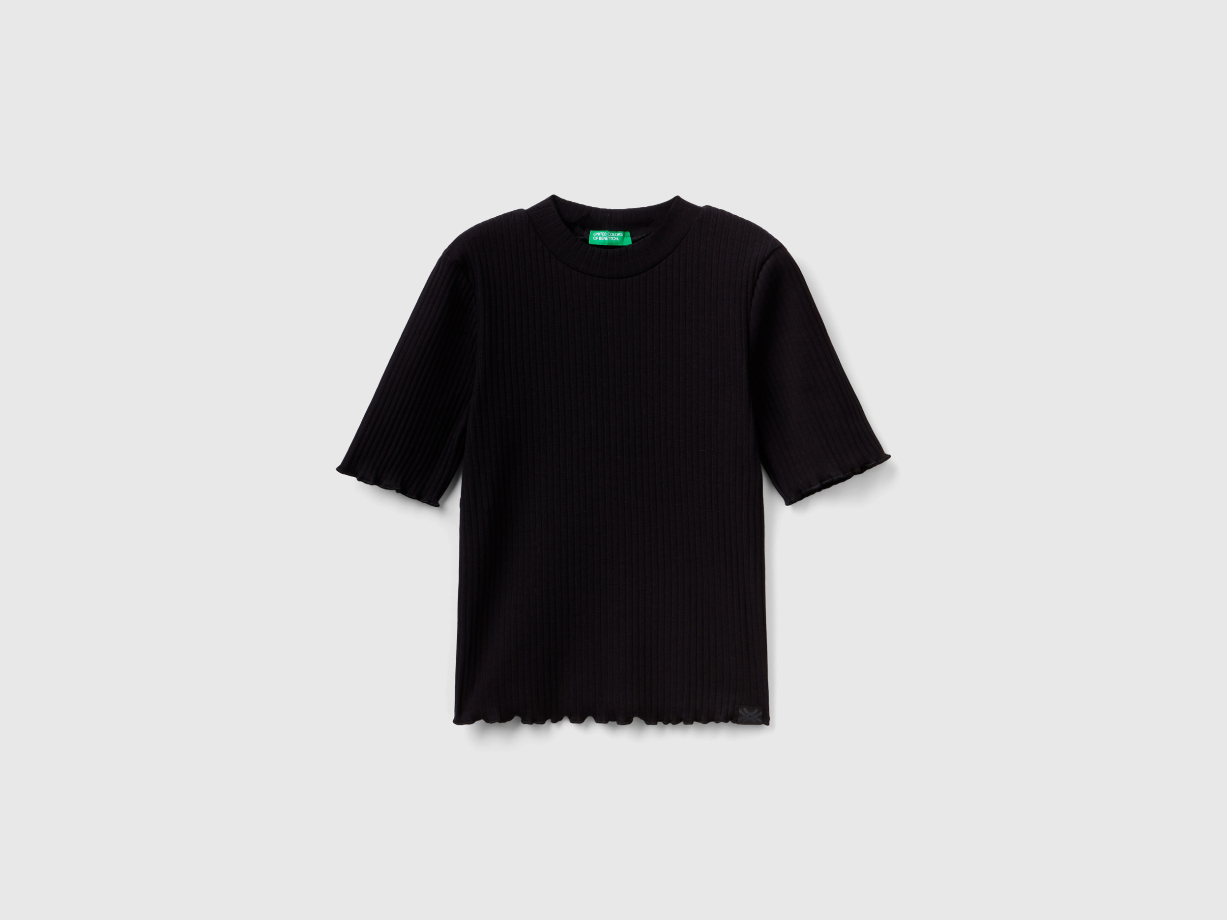 Benetton, Short Sleeve Turtleneck T-shirt, size XL, Black, Kids