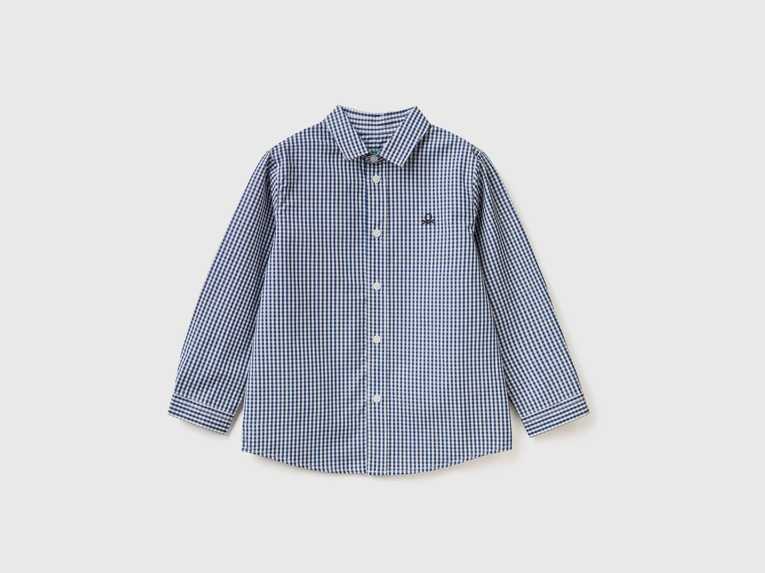 Benetton, Shirt In Pure Cotton, size 5-6, Blue, Kids