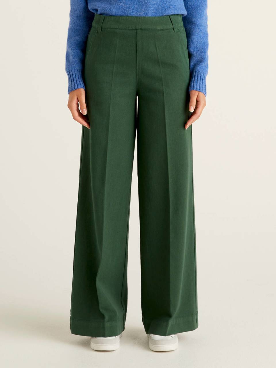 Benetton Trousers with wide leg in cotton - 4DUK558U3_30G