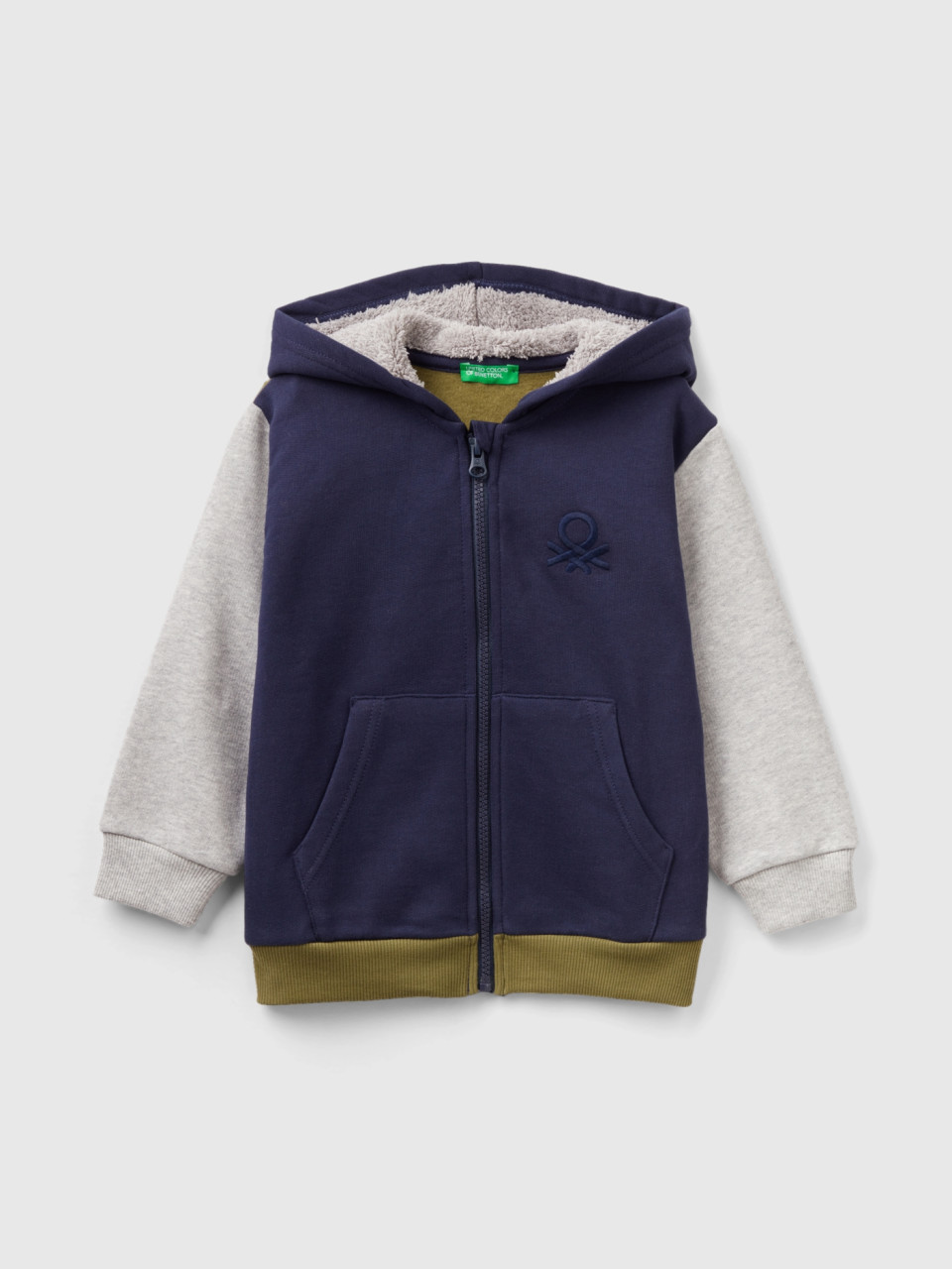 Benetton, Sweatshirt With Lined Hood, Multi-color, Kids