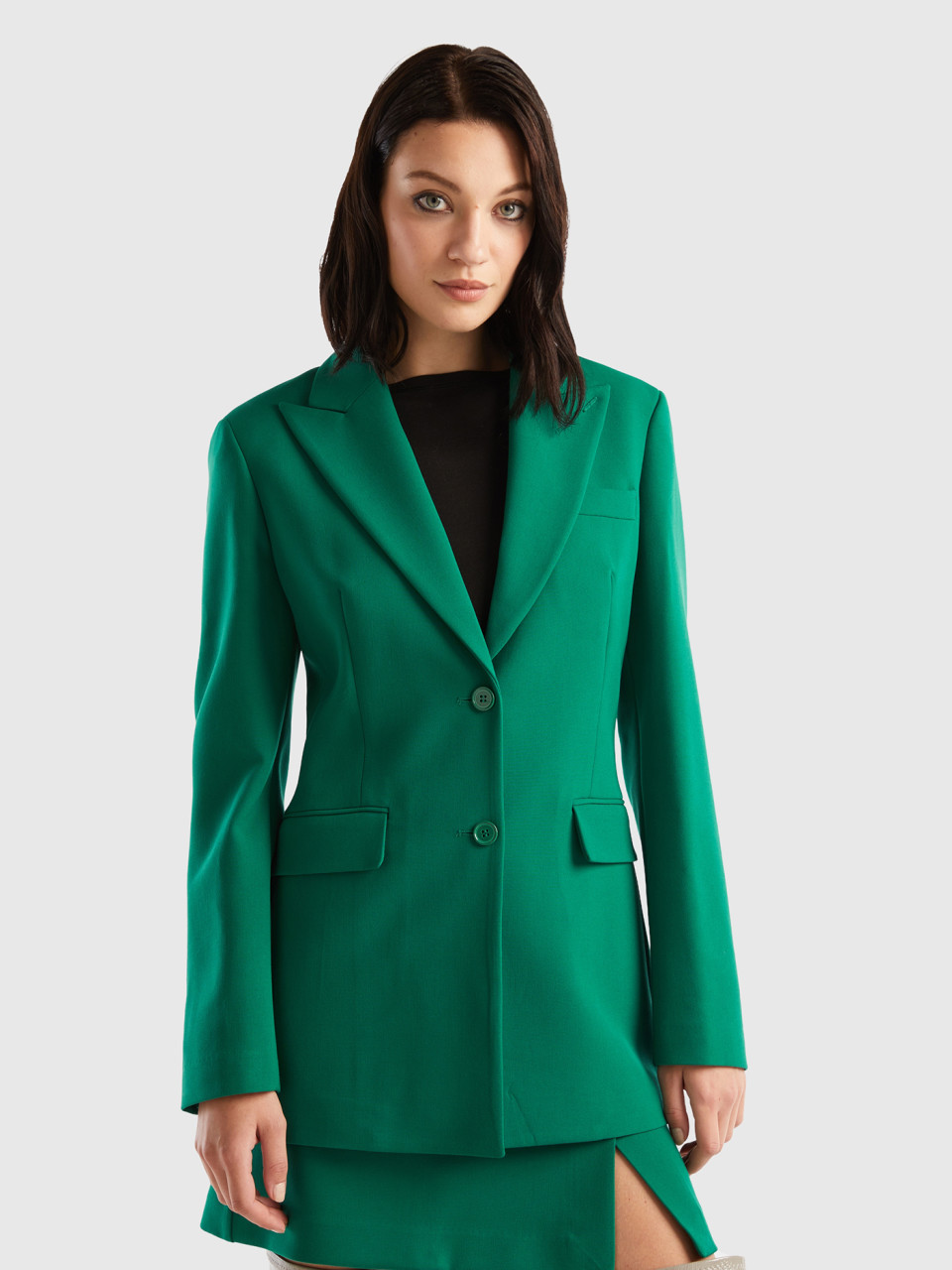 Benetton, Fitted Jacket, Green, Women