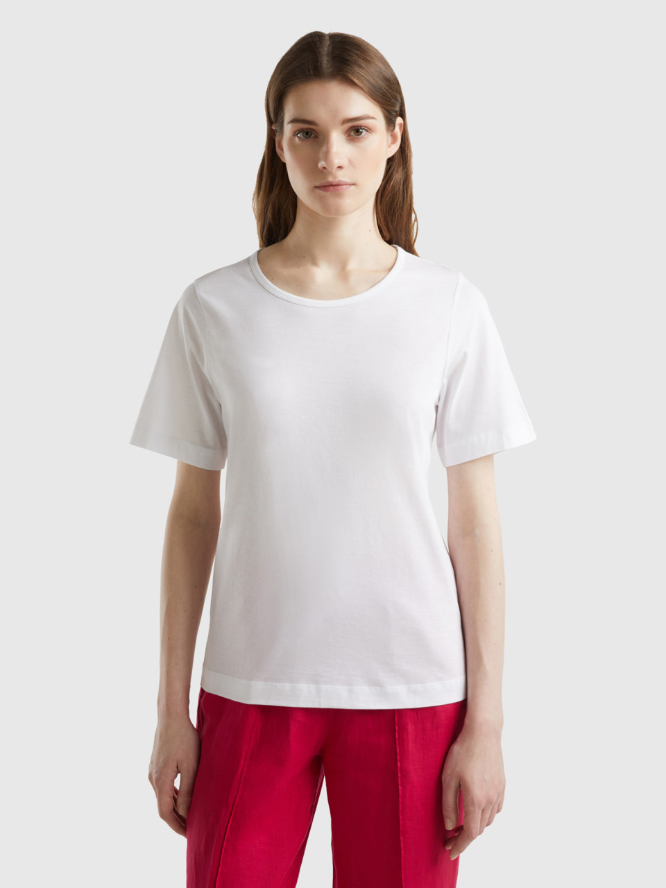 Benetton, White Short Sleeve T-shirt, White, Women
