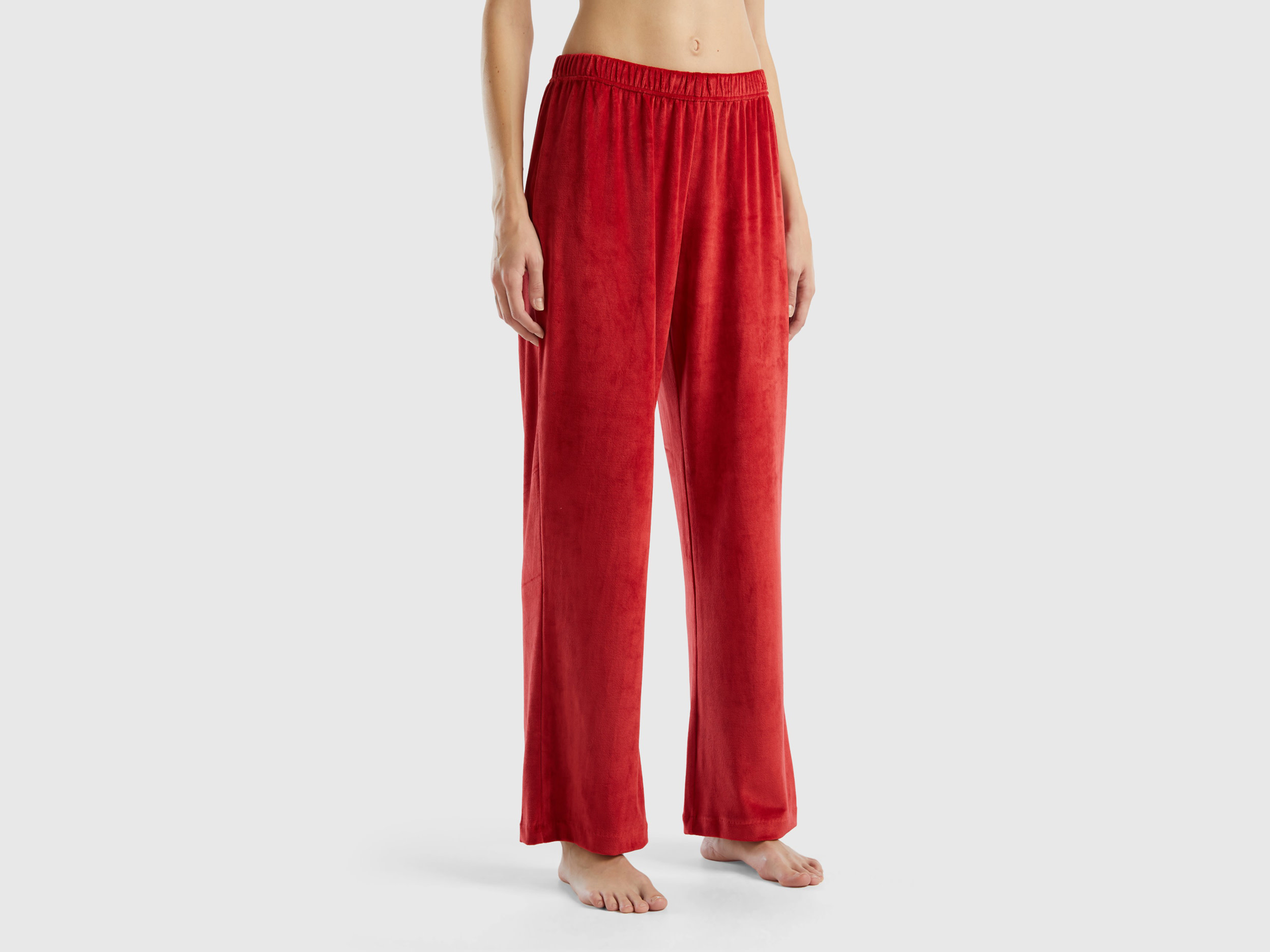 Benetton, Velour Palazzo Trousers, size M, Red, Women