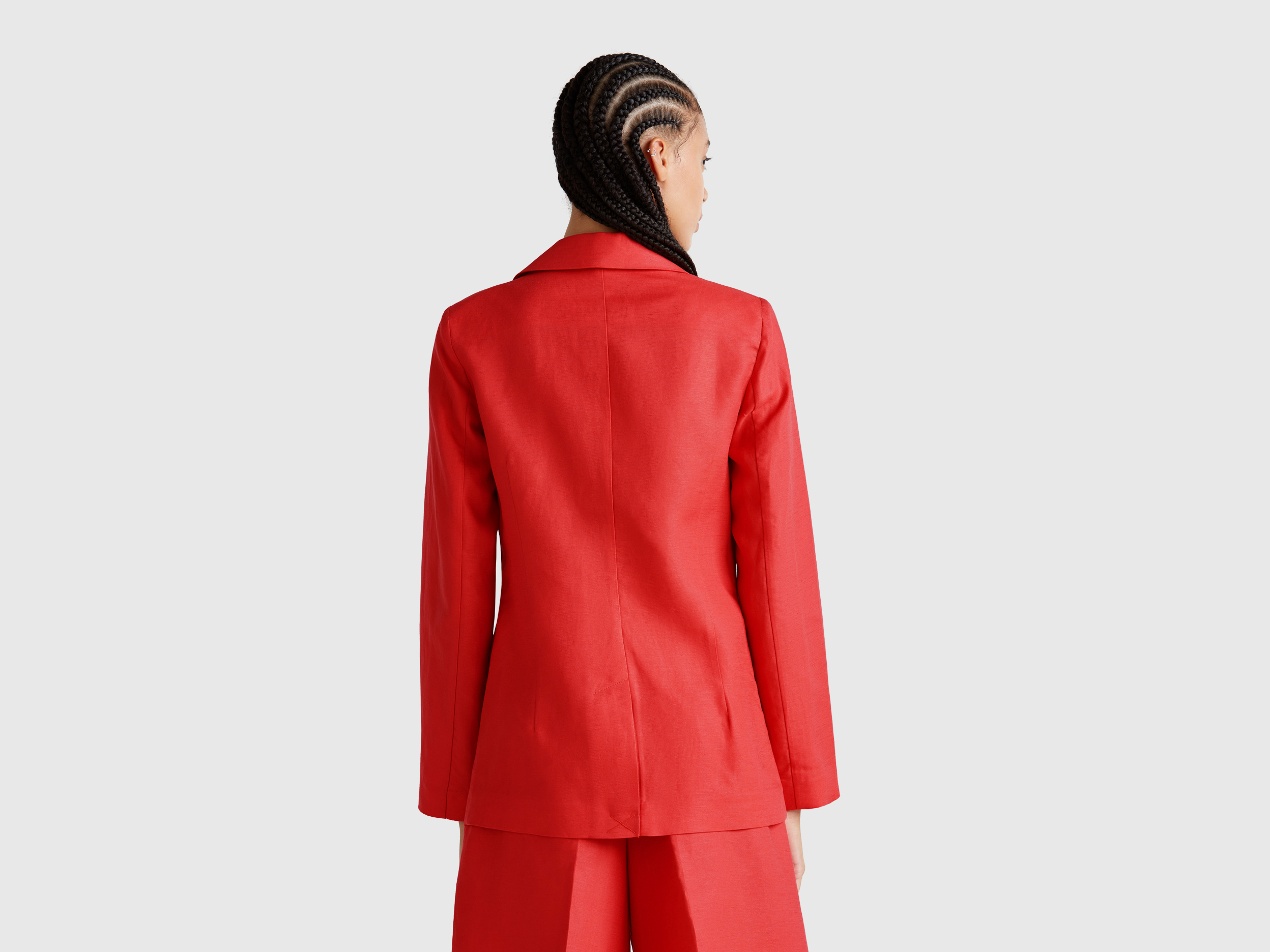 Benetton, Μπλέιζερ Από Ανάμεικτο Λινό, size , Κεραμιδι, Γυναικεία φωτογραφία