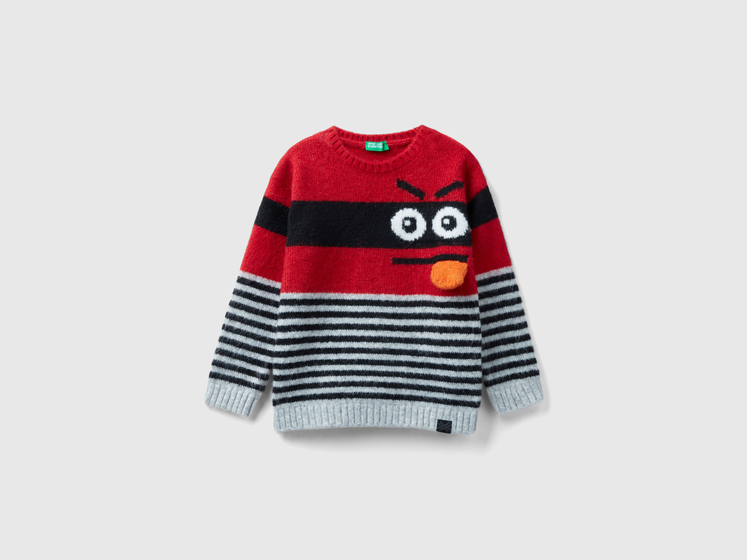 Benetton, Sweater With Monster Inlay, size 5-6, Red, Kids