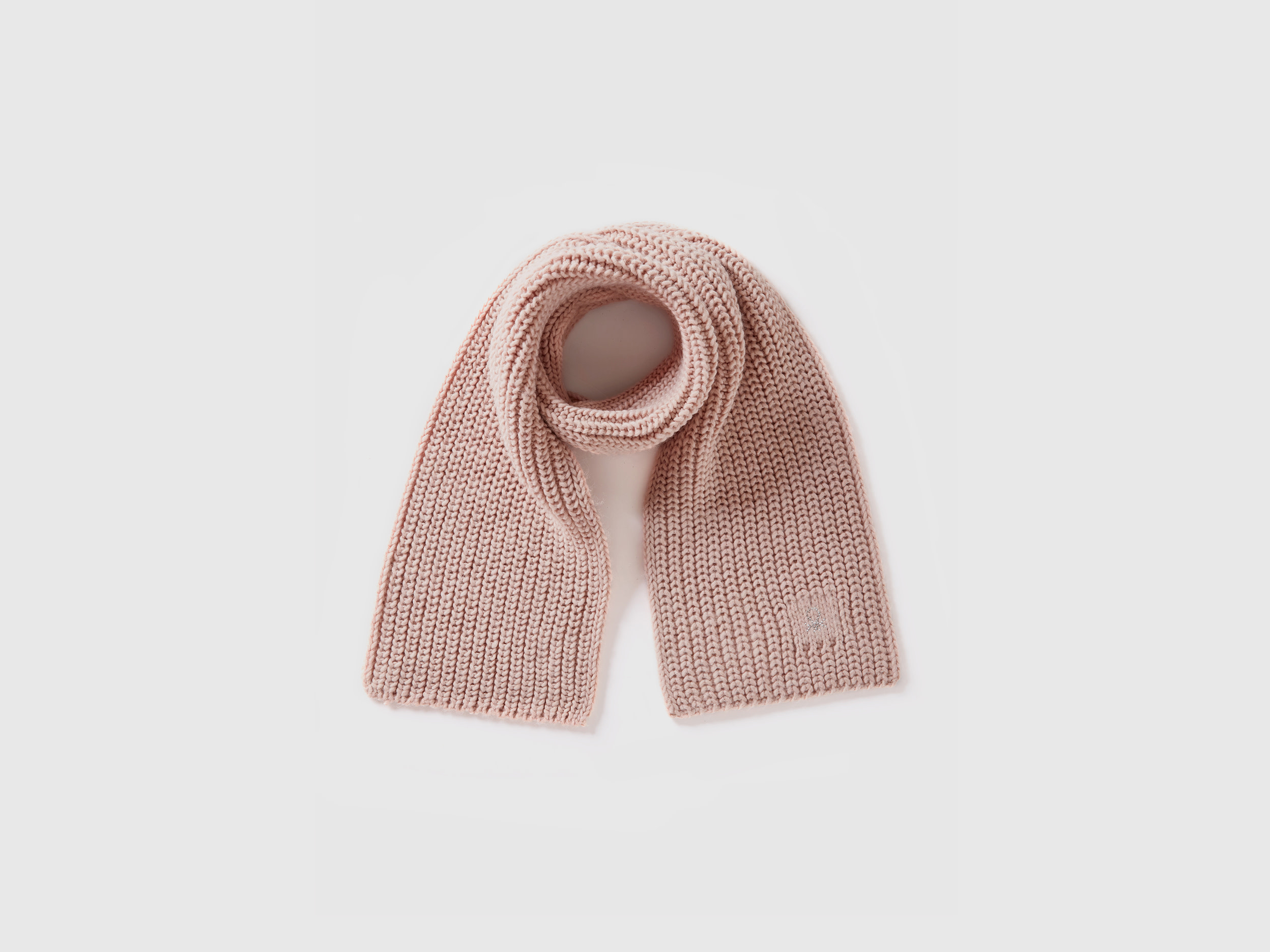 Benetton, Sciarpa Con Logo In Strass, Rosa, Bambini