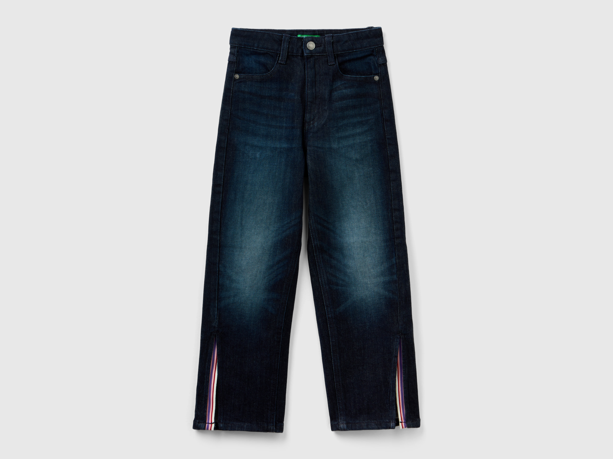 Benetton, Straight Fit Jeans With Slits, size 3XL, Dark Blue, Kids