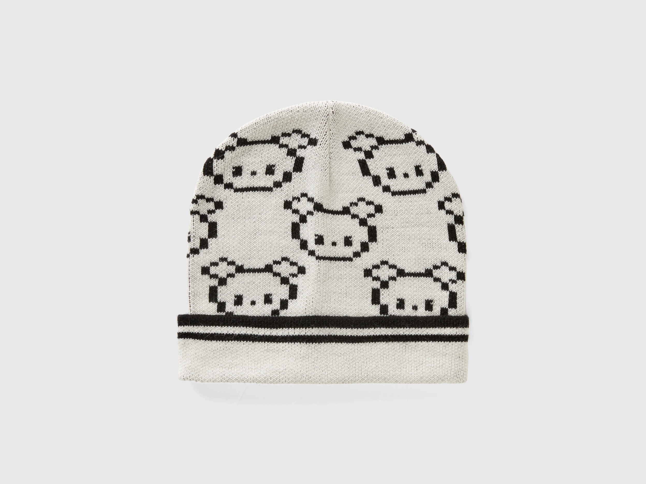 Benetton, Knitted Hat With Animal Pattern, size 1-3, White, Kids