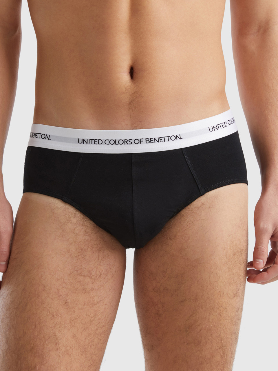 Benetton, Underwear In Stretch Organic Cotton, Black, Men