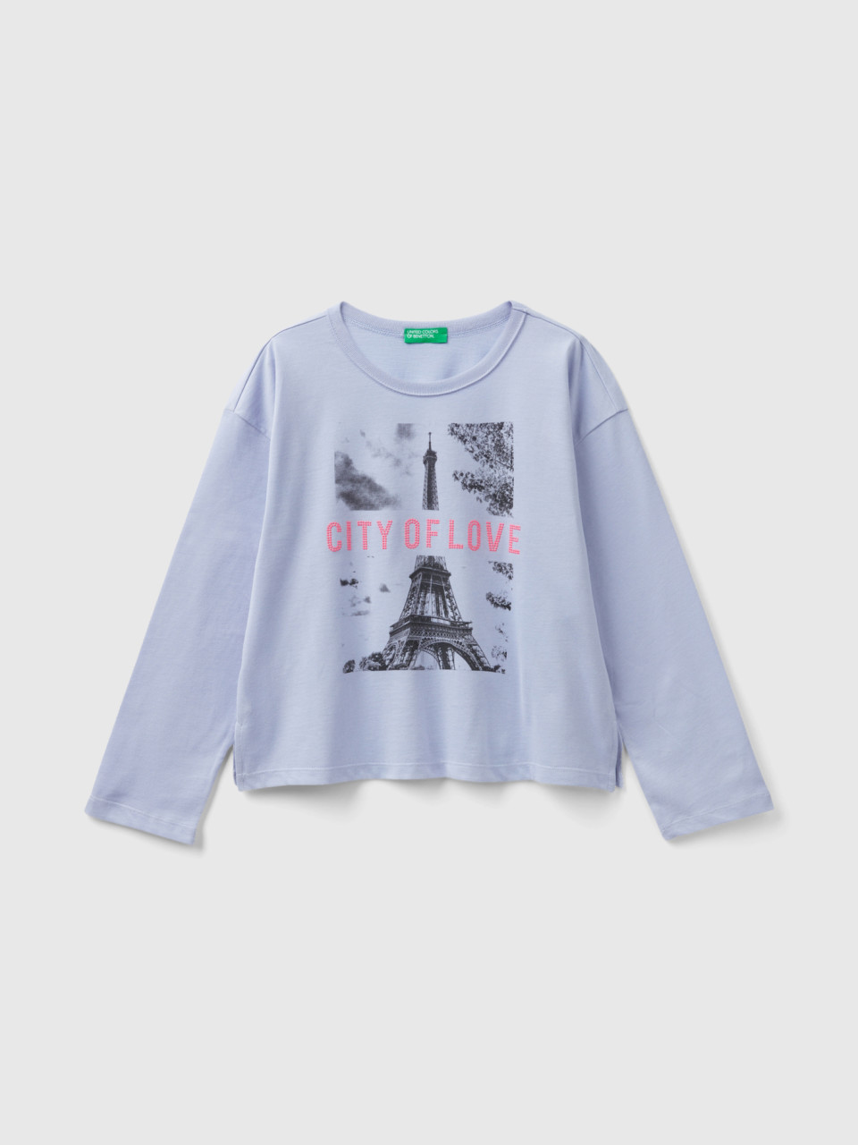 Benetton, T-shirt With Print And Studs, Lilac, Kids