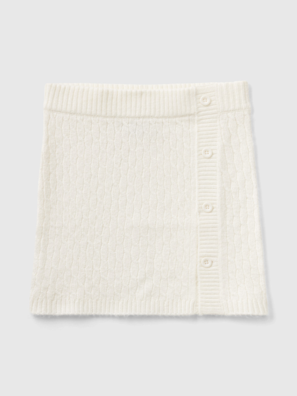 Benetton, Sweater With Cables, Creamy White, Kids