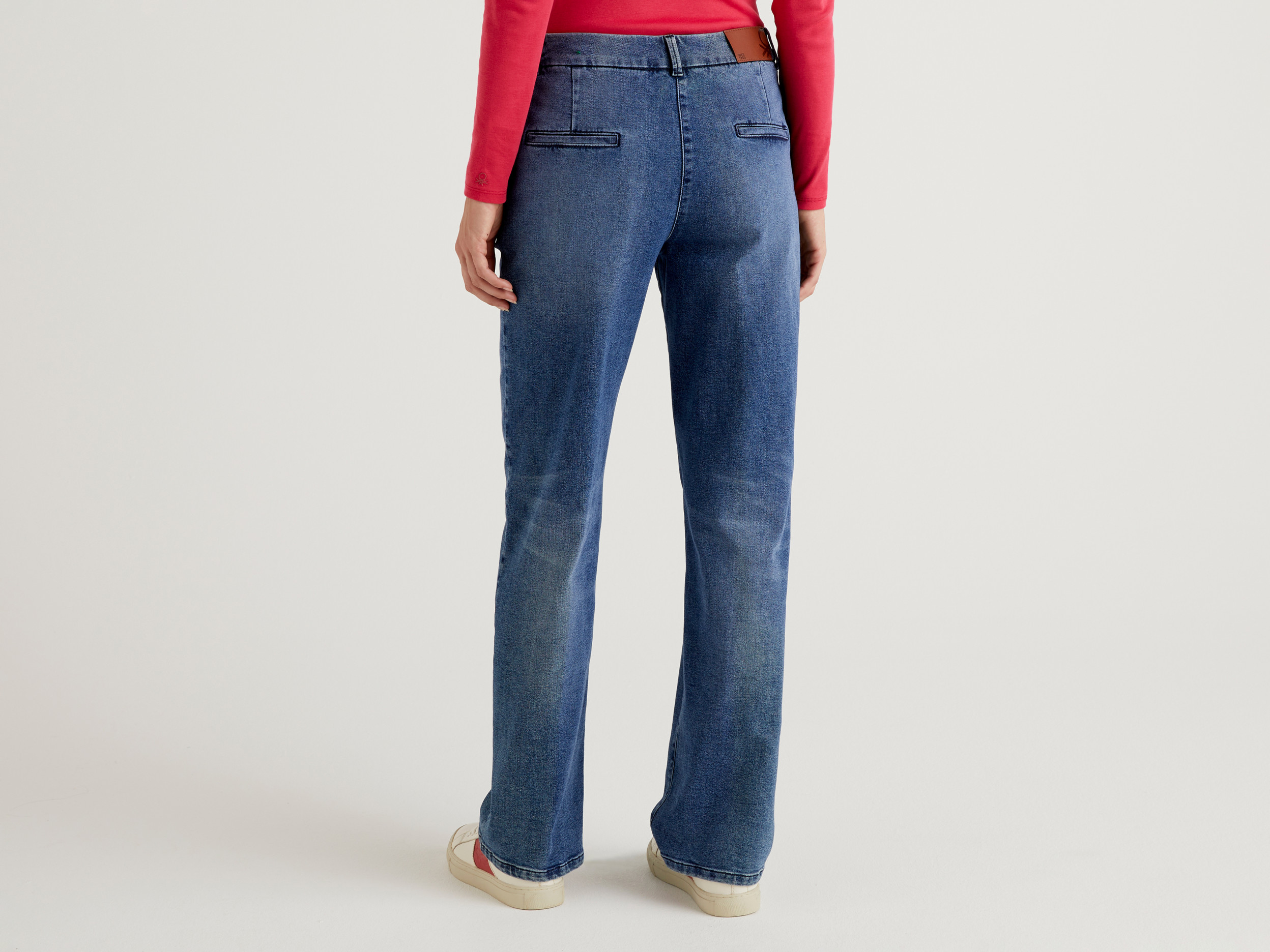 Benetton, Wide Fit Jeans With Straight Leg, Taglia 6, Blue, Women