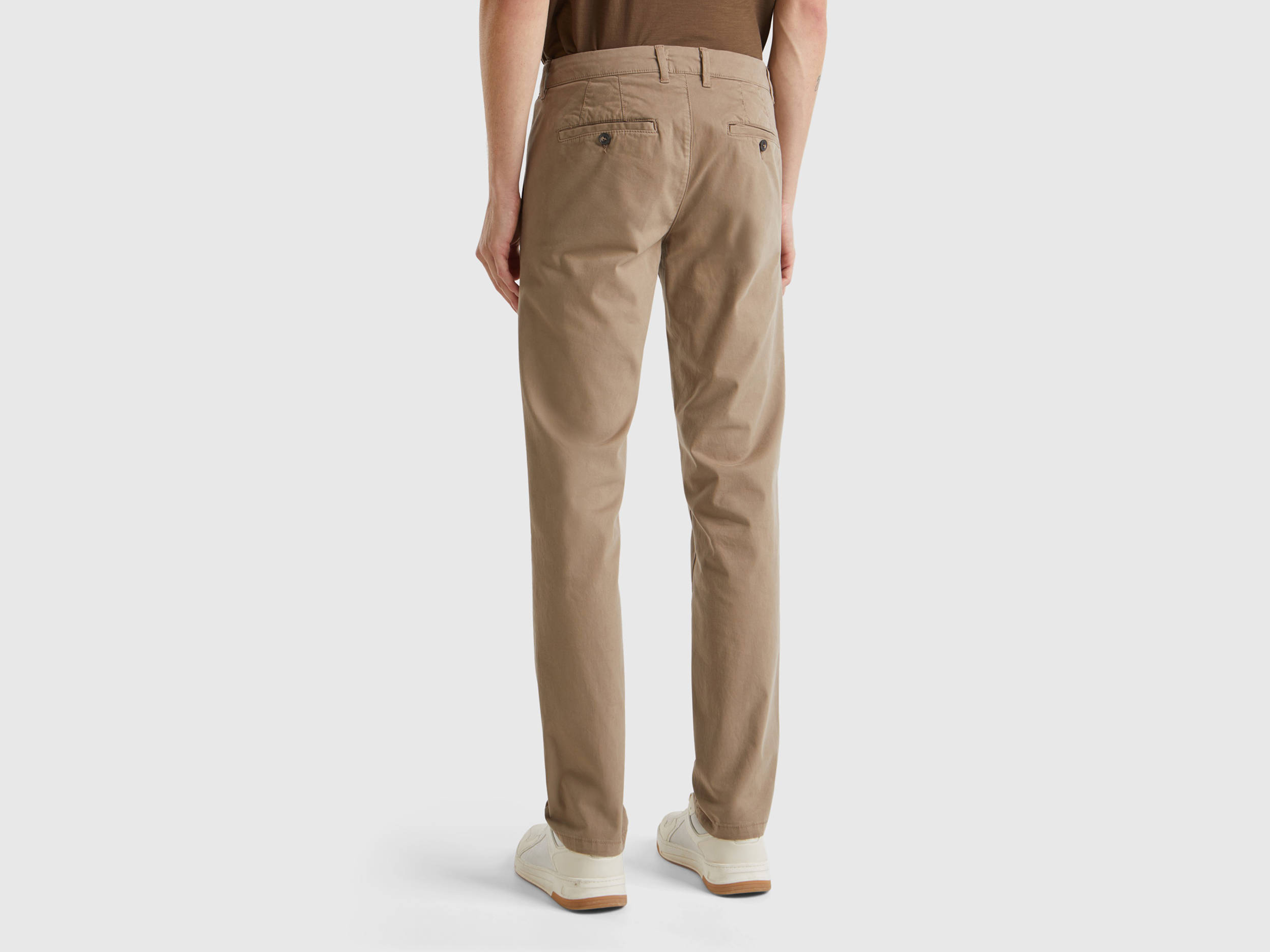 Benetton, Τσίνο Σλιμ Φιτ Γκρι Περιστεριού, size 46, Σκουρο Μπεζ, Ανδρικά φωτογραφία