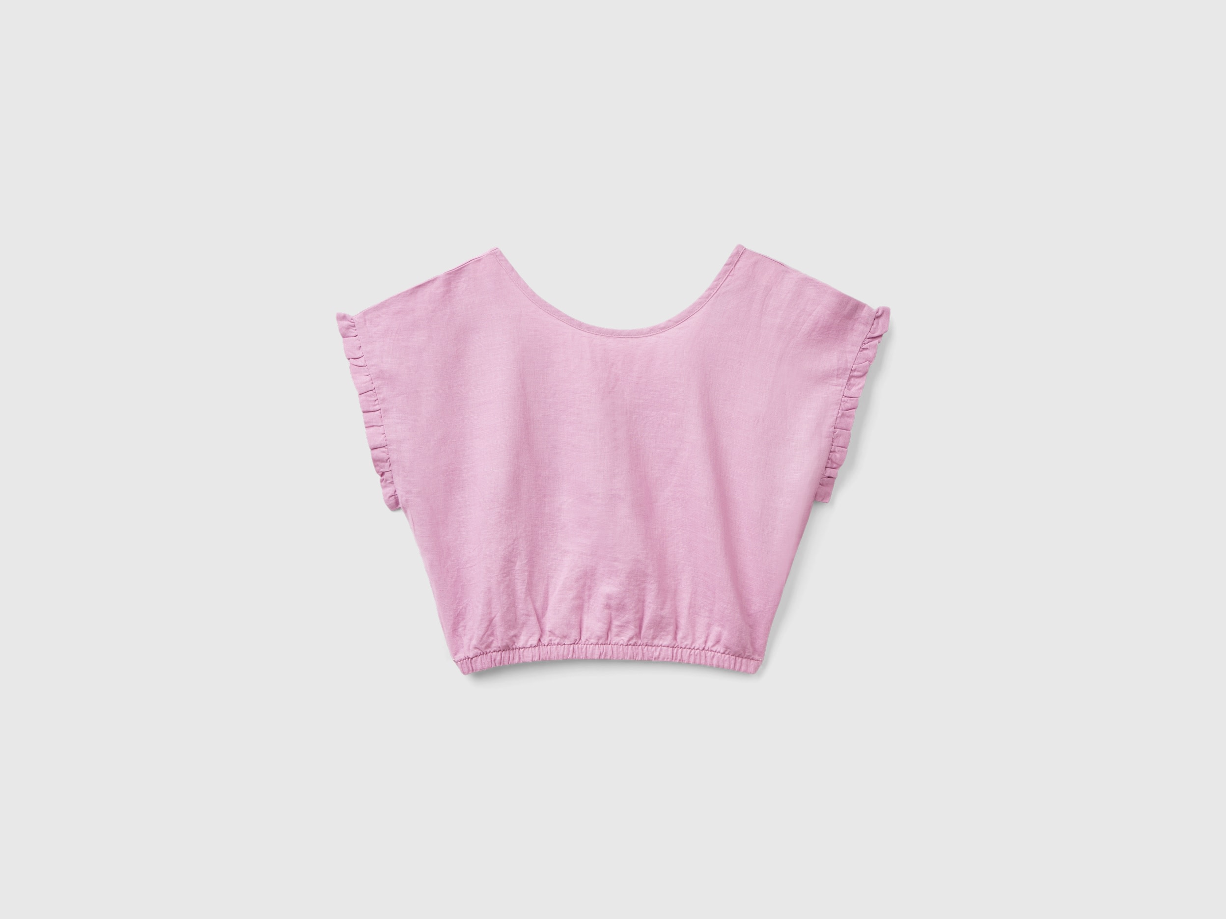 Benetton, Camicetta In Misto Lino, Lilla, Bambini