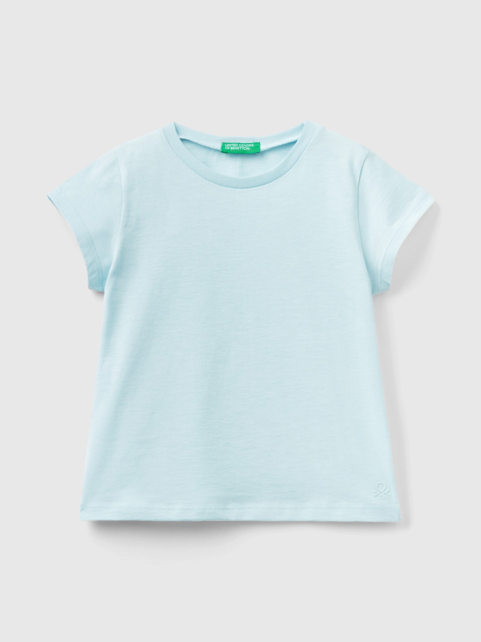 Benetton, Camiseta De 100 % Algodón Orgánico, Verde Agua, Niños