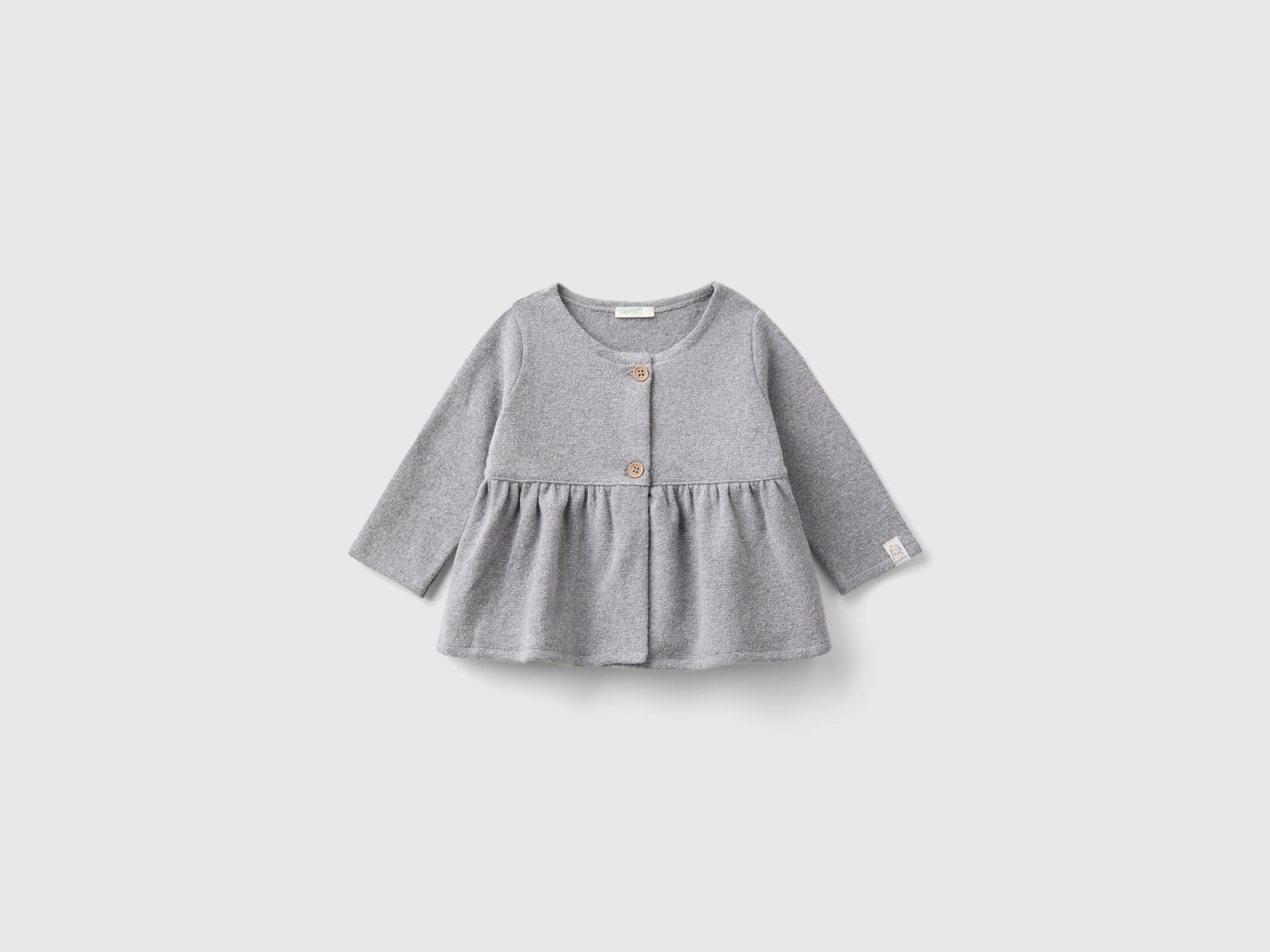 Benetton, Felpa Con Lurex, Grigio, Bambini