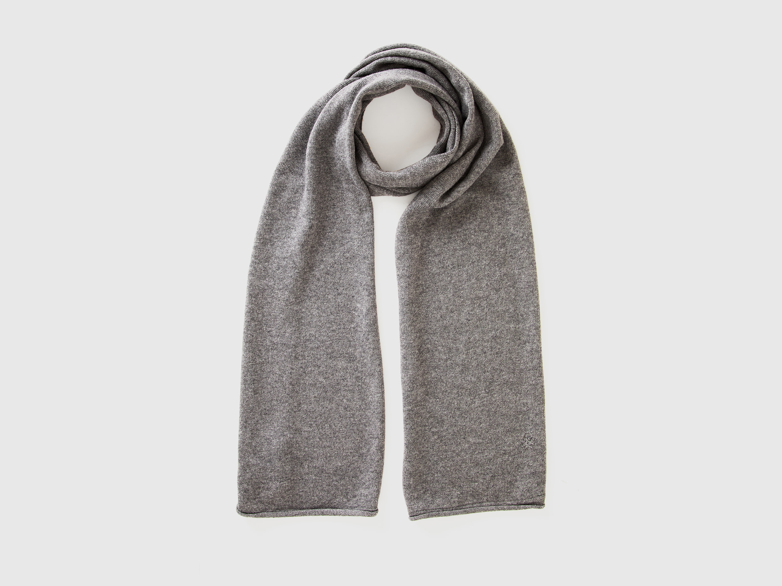 Benetton, Sciarpa In Misto Cashmere, Grigio Scuro, Donna