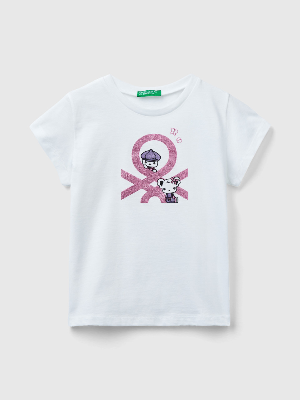 Benetton, T-shirt With Print In Organic Cotton, White, Kids