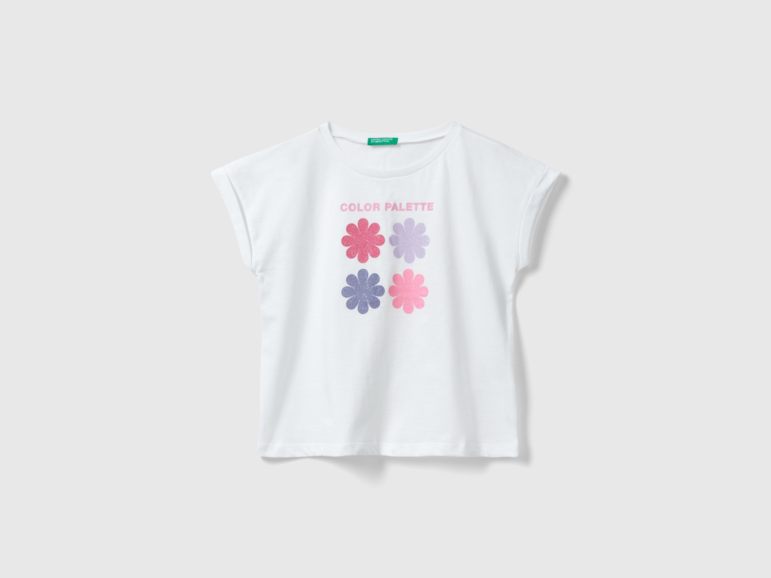 Image of Benetton, Regular Fit T-shirt In Organic Cotton, size 2XL, White, Kids