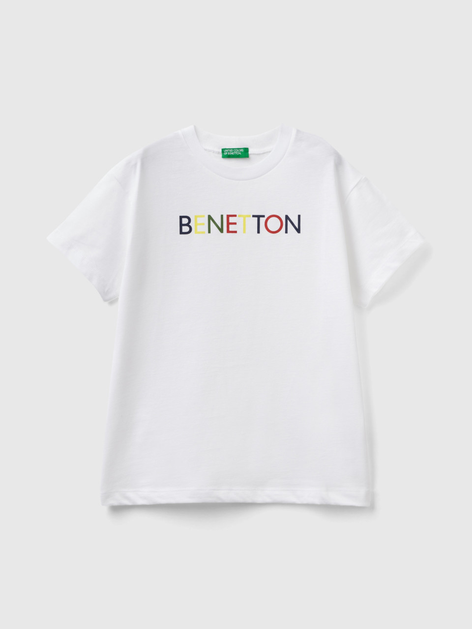 Benetton, T-shirt En 100 % Coton Bio, Blanc, Enfants