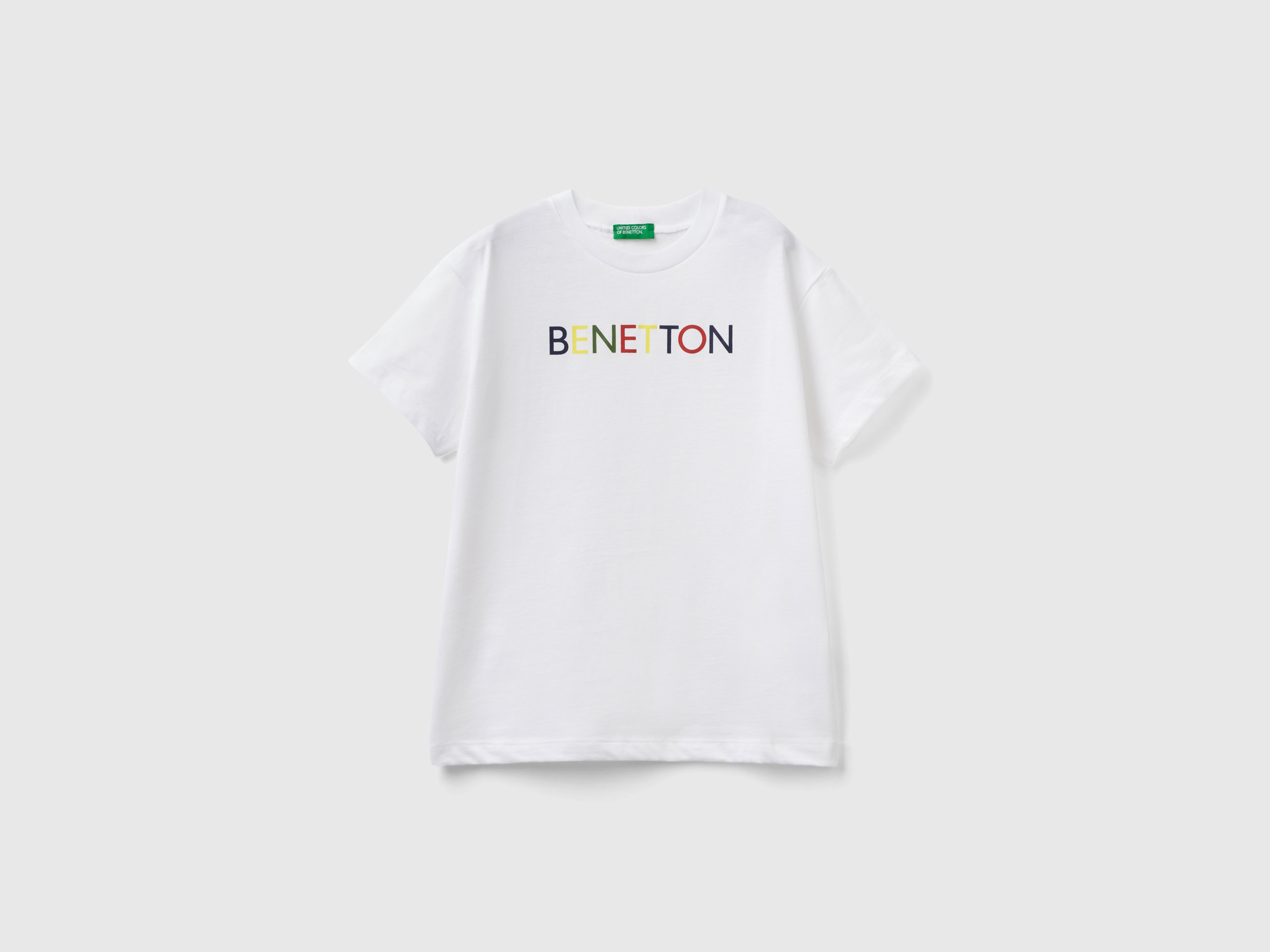 Image of Benetton, 100% Organic Cotton T-shirt, size M, White, Kids