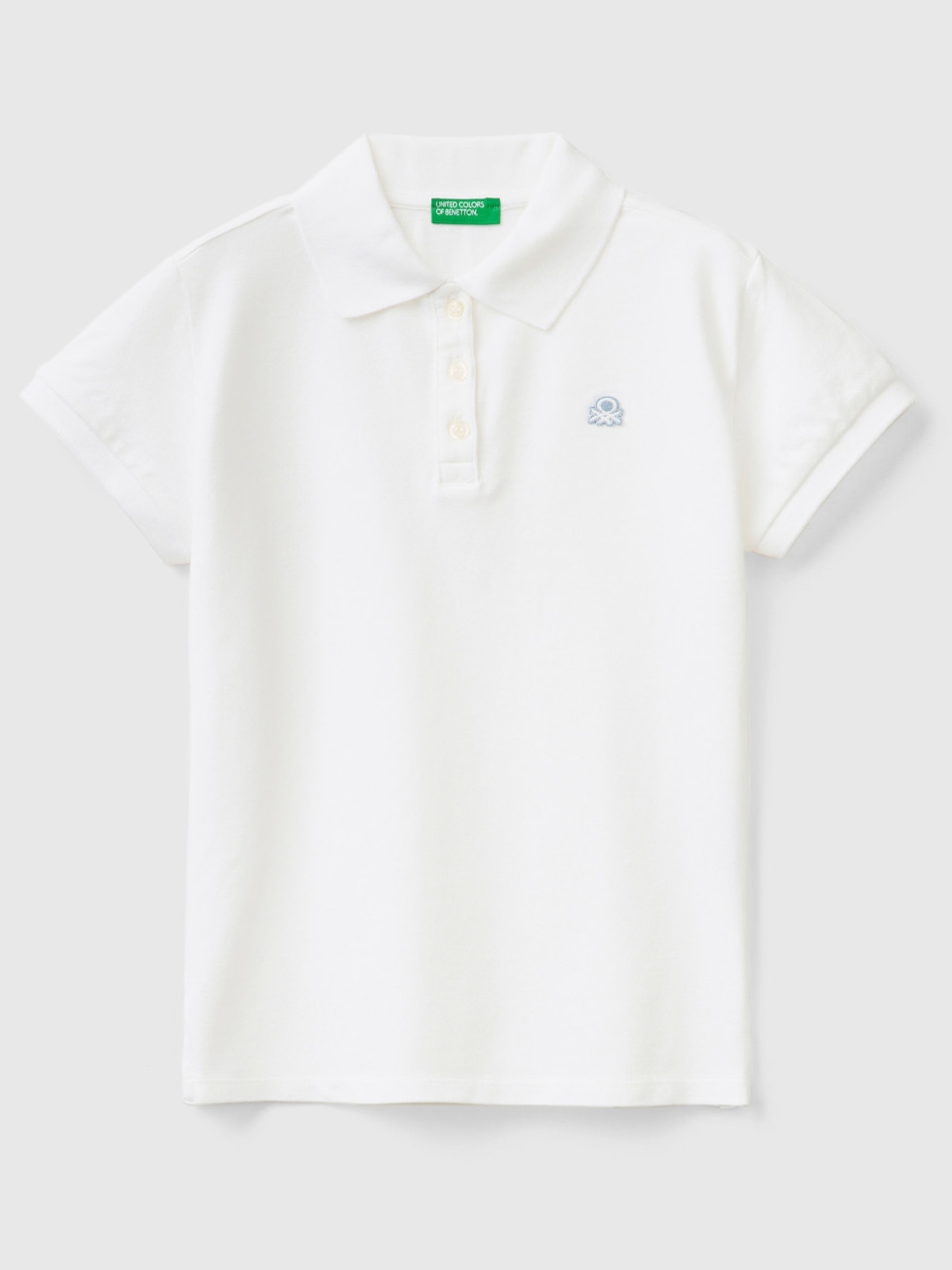 Benetton, Short Sleeve Polo In Organic Cotton, White, Kids