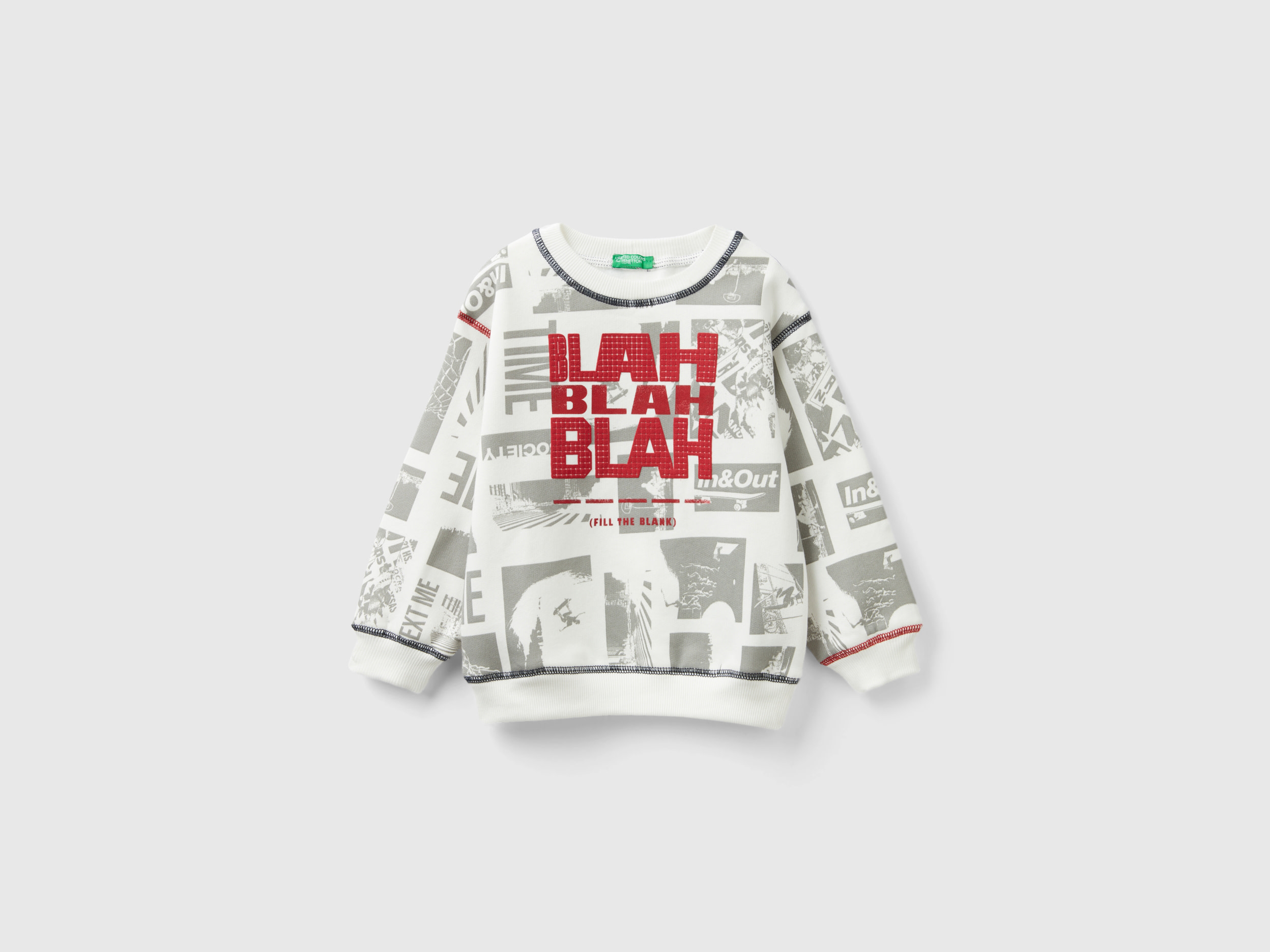 Benetton, Pullover Sweatshirt With City Print, size 12-18, White, Kids