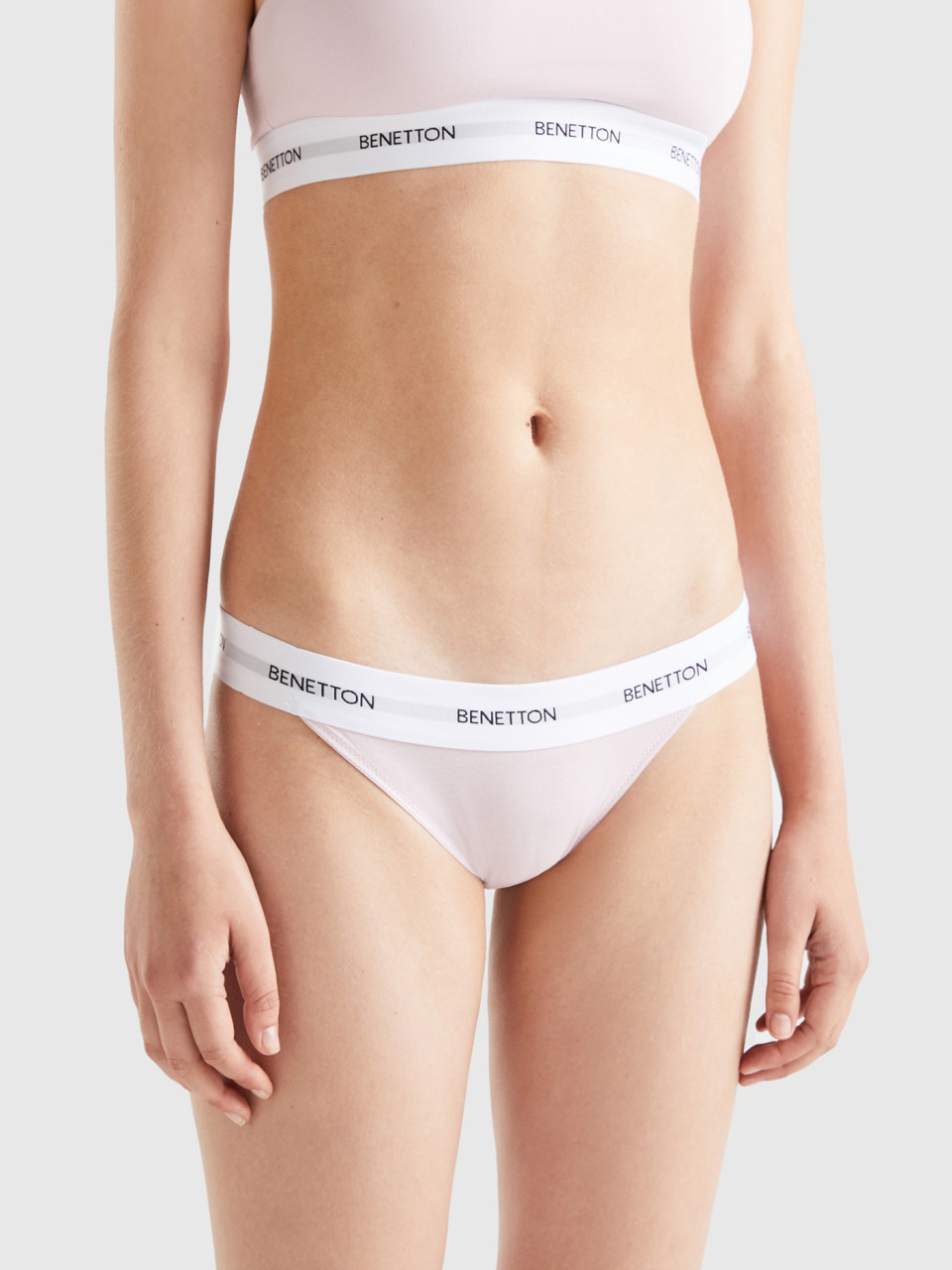 Benetton, Low-rise Underwear In Organic Cotton, Soft Pink, Women
