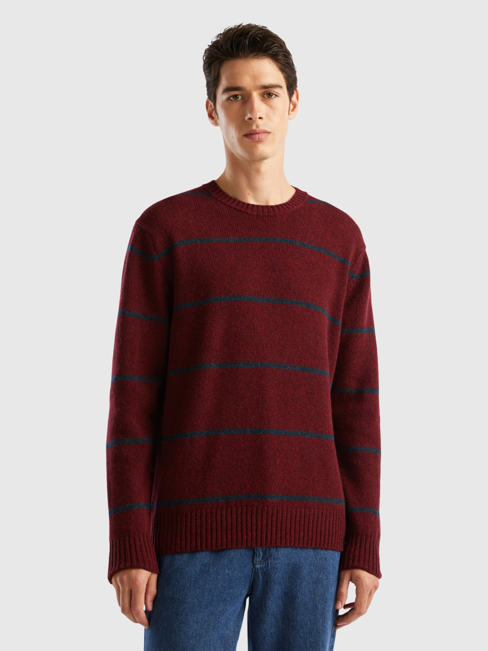 Benetton, Sweater In Pure Shetland Wool, Burgundy, Men