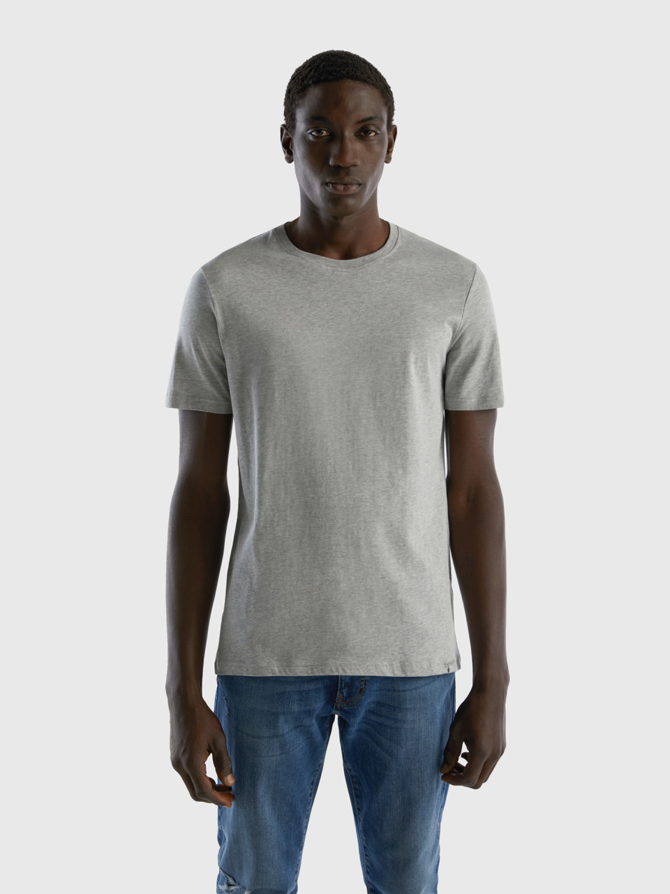 Benetton, Mélange Gray T-shirt, Light Gray, Men