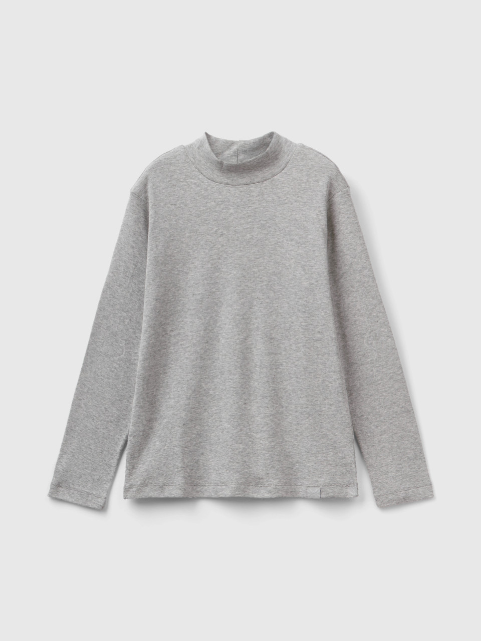 Benetton, Rubbed Knit Turtleneck T-shirt, Gray, Kids