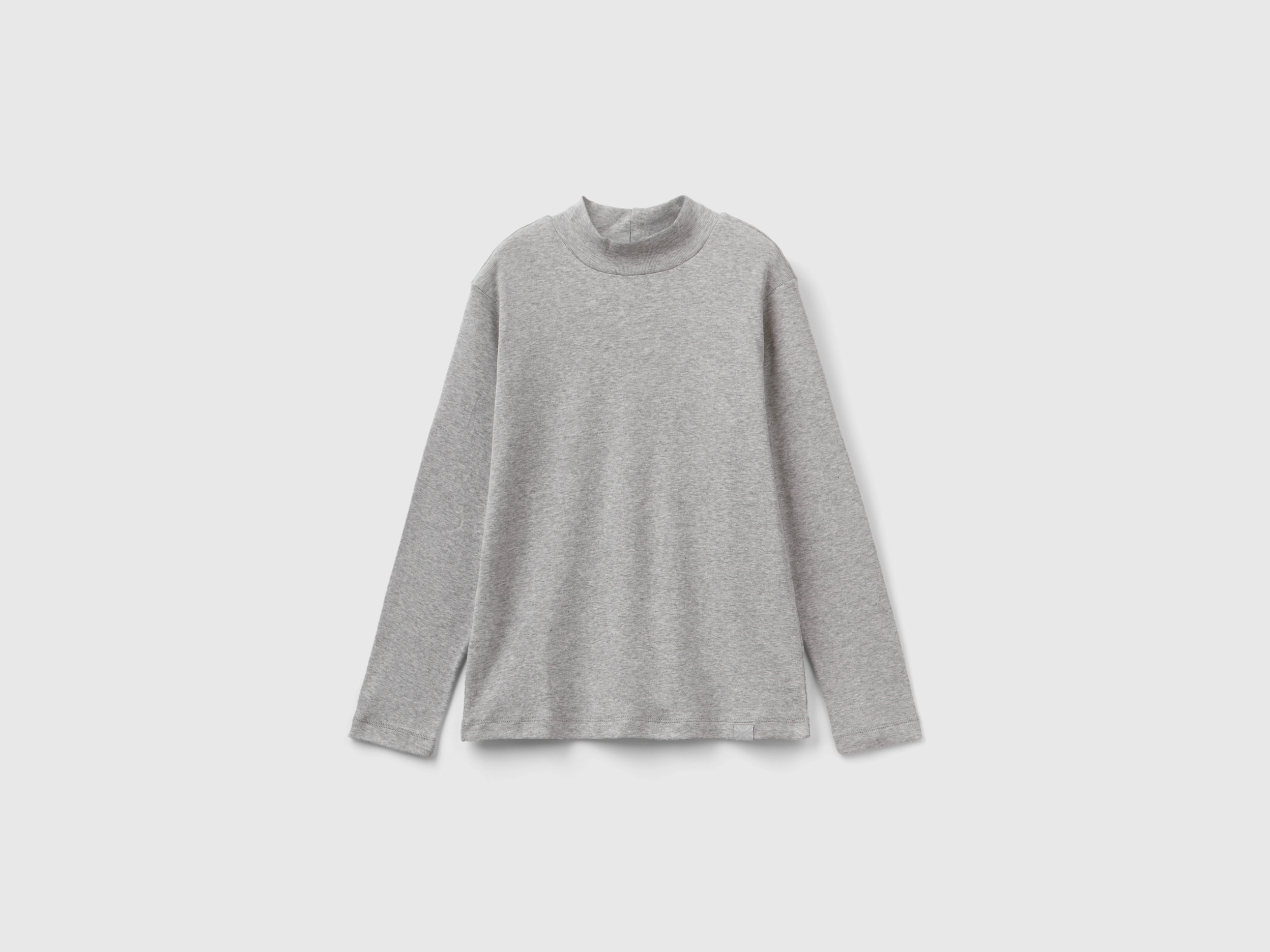 Benetton, Rubbed Knit Turtleneck T-shirt, size L, Gray, Kids