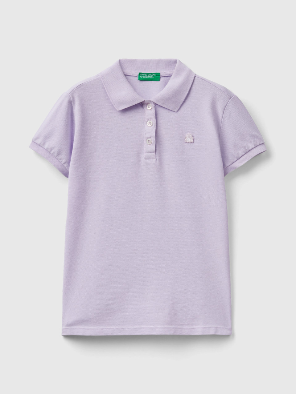 Benetton, Short Sleeve Polo In Organic Cotton, Lilac, Kids