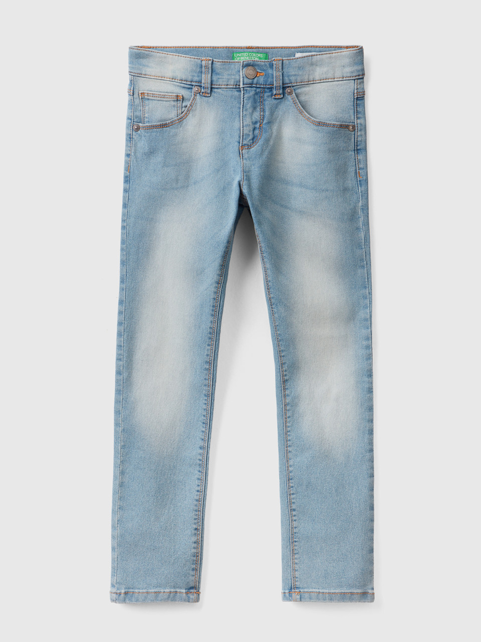 Benetton, Slim Fit-jeans Mit Fünf Taschen, Blassblau, female