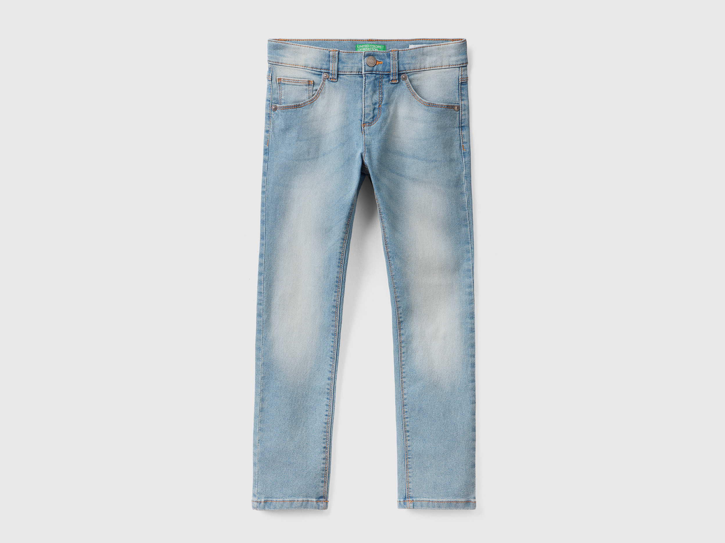 Benetton, Five-pocket Slim Fit Jeans, size 2XL, Sky Blue, Kids