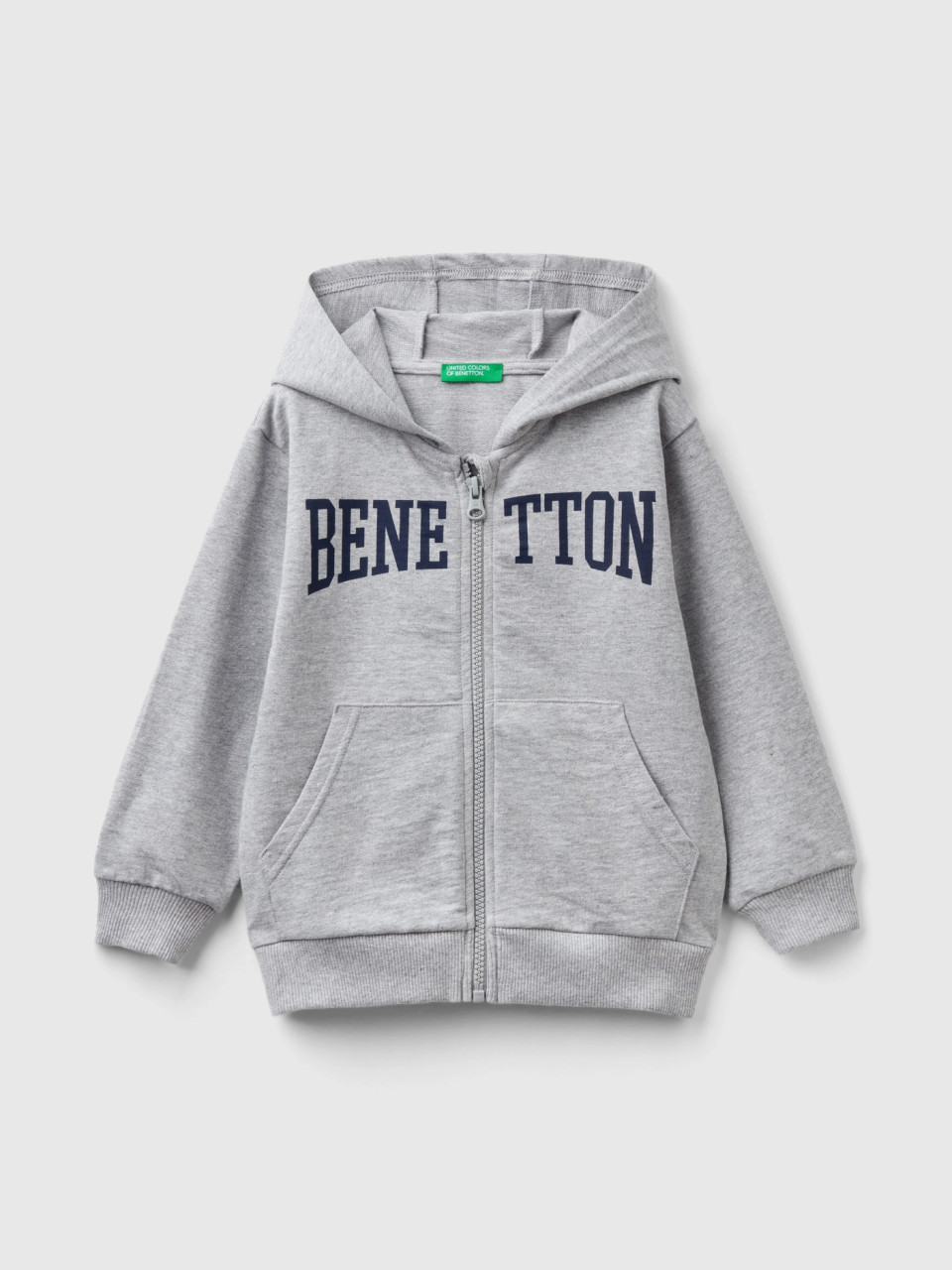 Benetton, Lightweight Sweatshirt With Zip, Light Gray, Kids