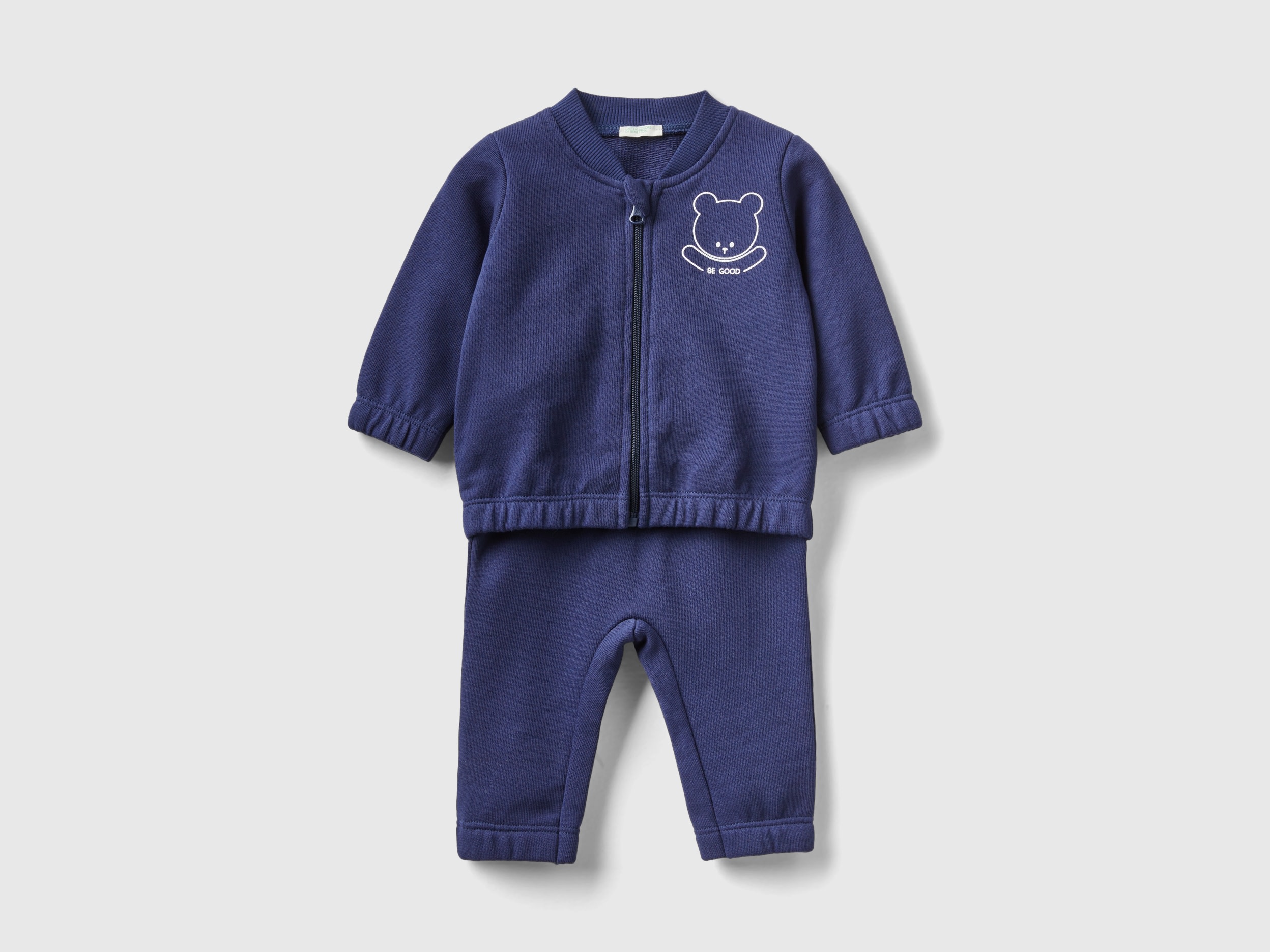 Benetton, Sweat Outfit In Organic Cotton, size 3-6, Dark Blue, Kids