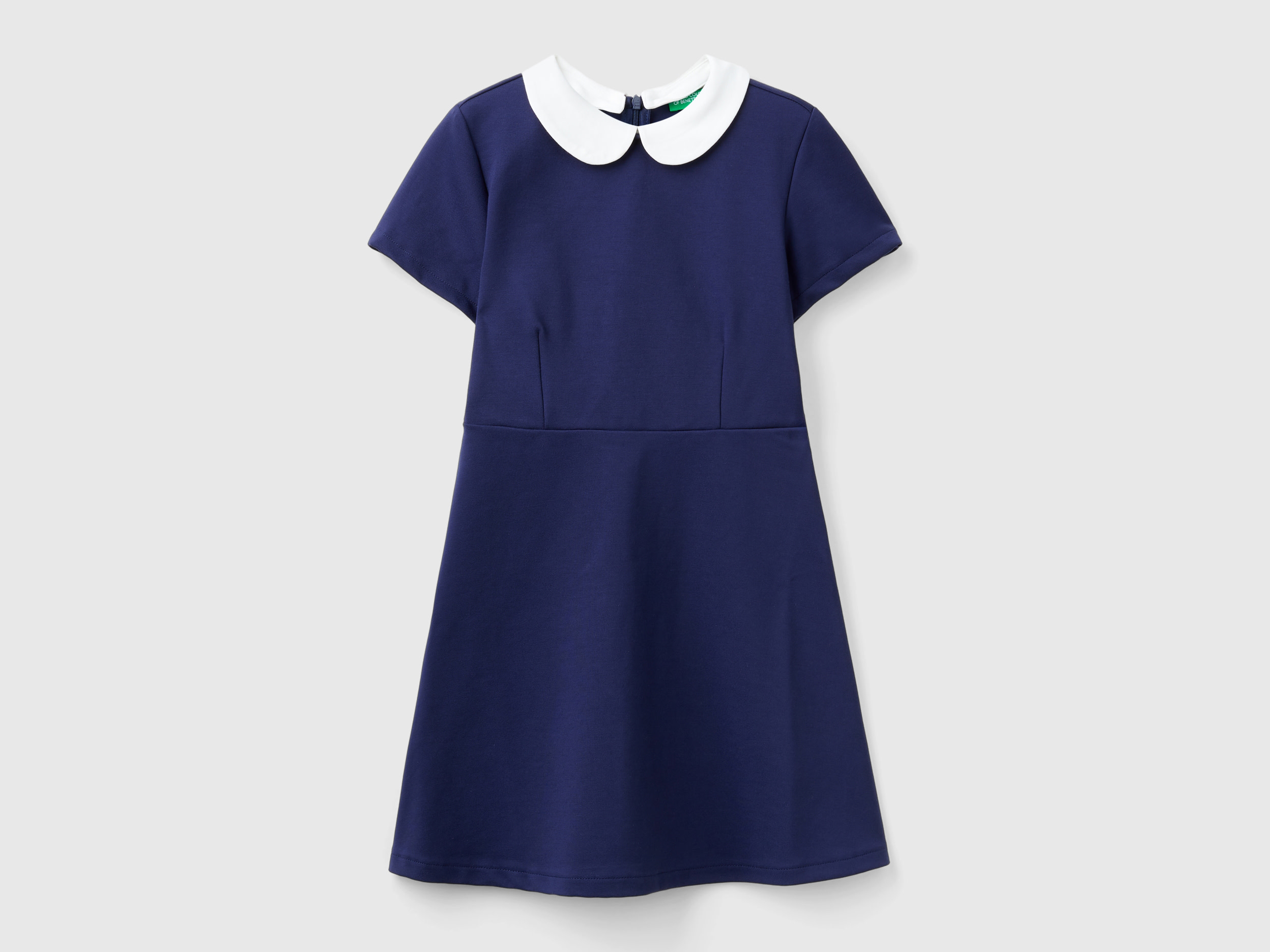 Benetton, Abito Con Colletto Staccabile, Blu Scuro, Bambini