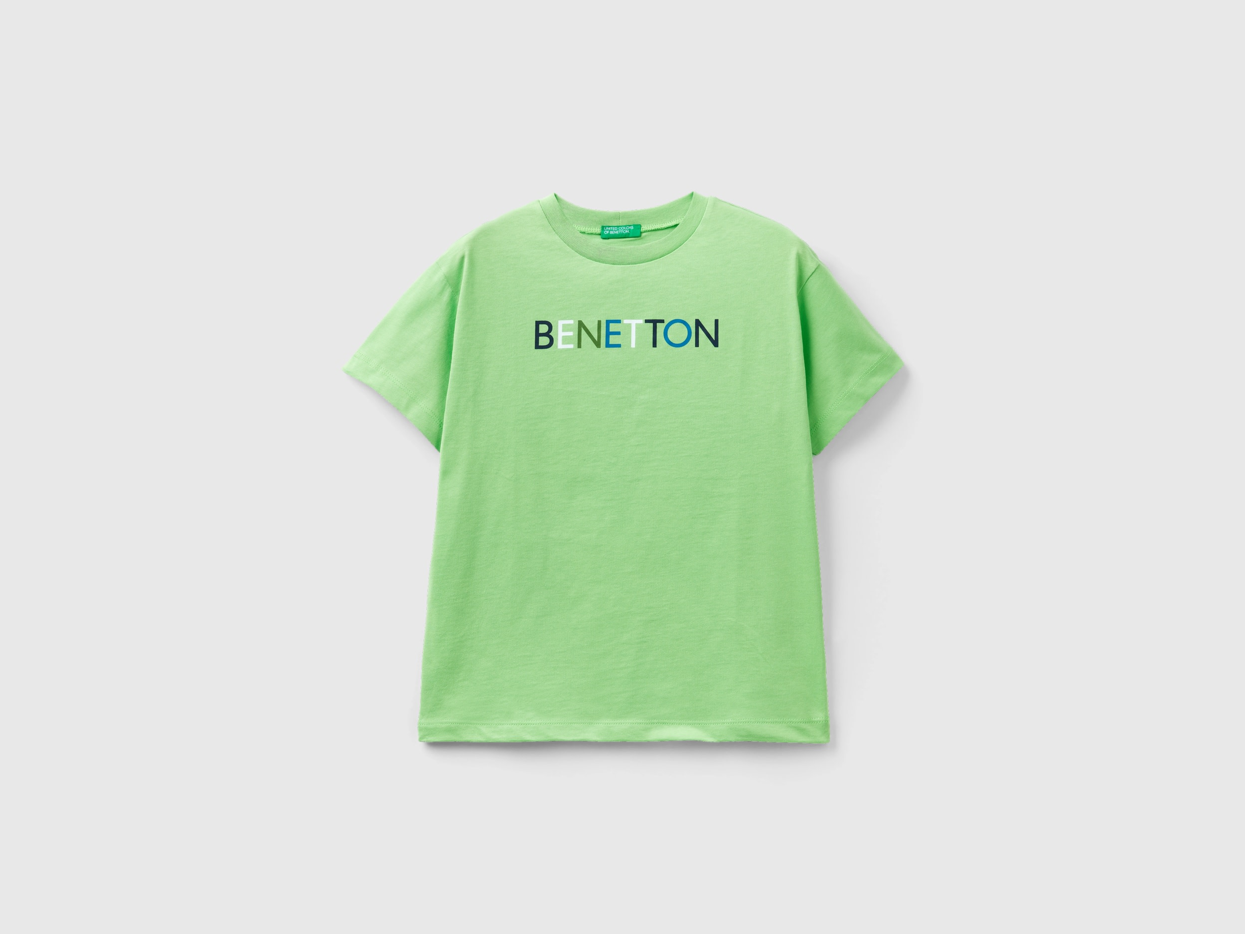 Benetton, 100% Organic Cotton T-shirt, size S, Light Green, Kids