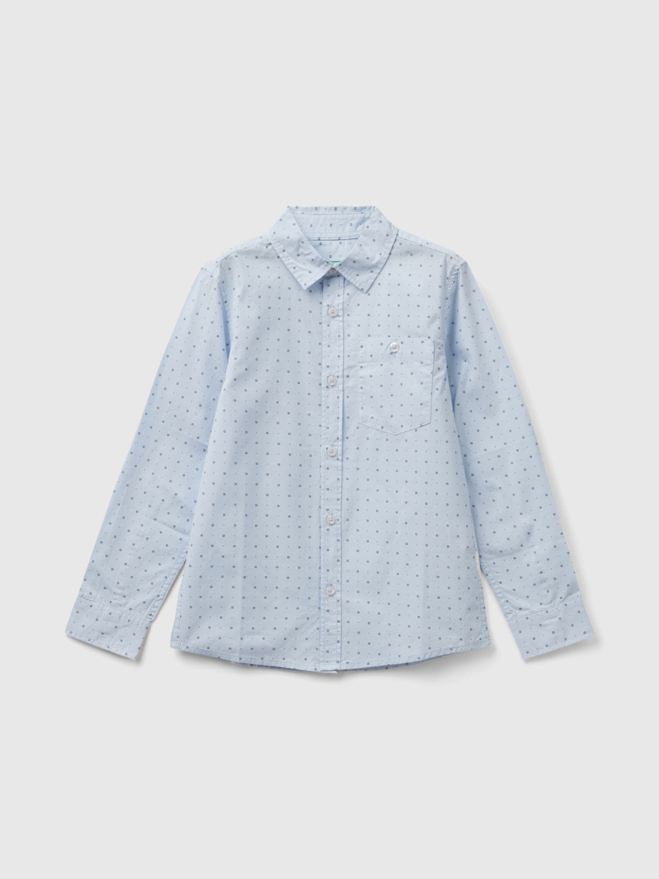 Benetton, Micro Pattern Shirt, Sky Blue, Kids