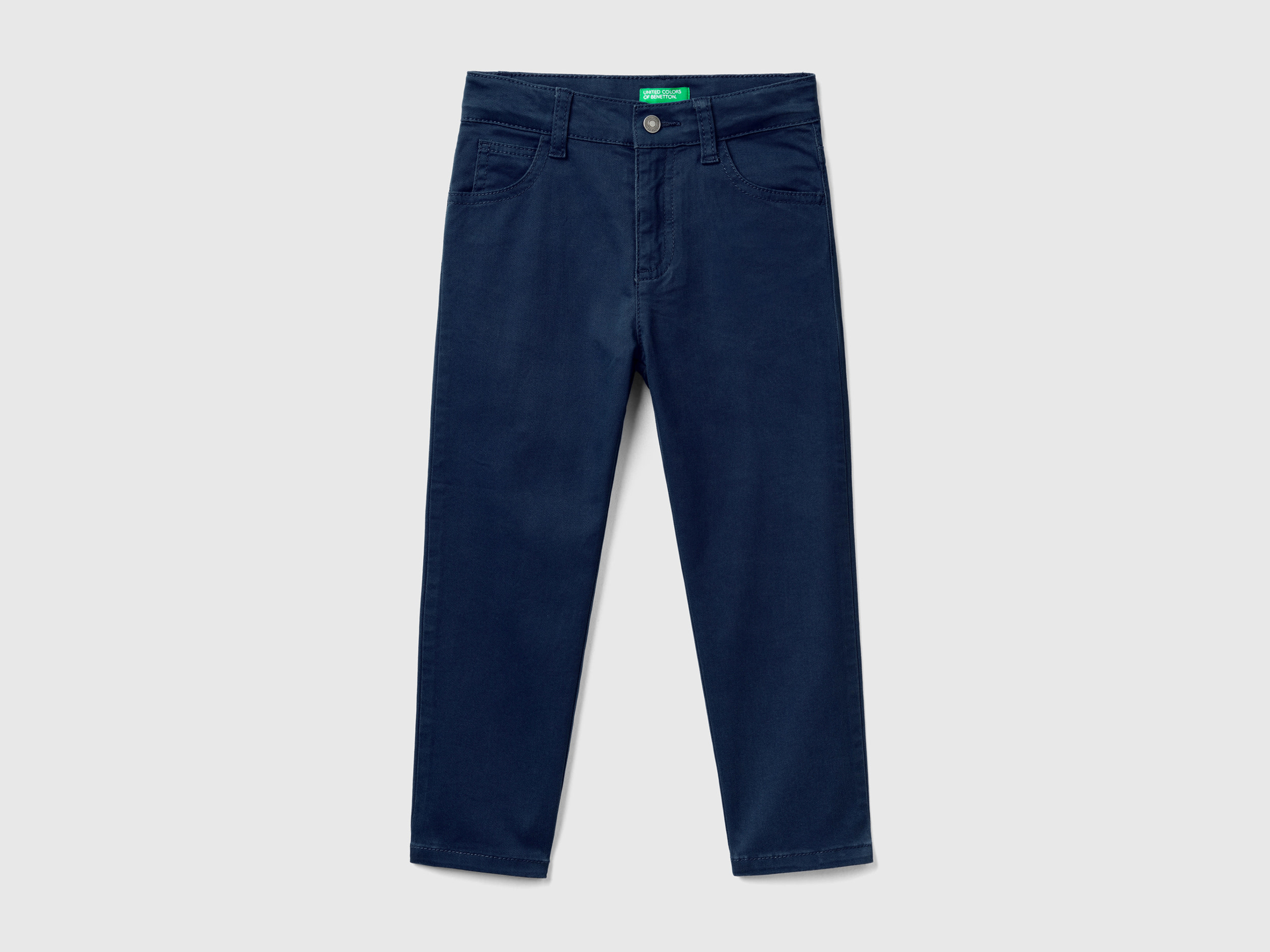 Benetton, Pantaloni Stretch Cinque Tasche, Blu Scuro, Bambini