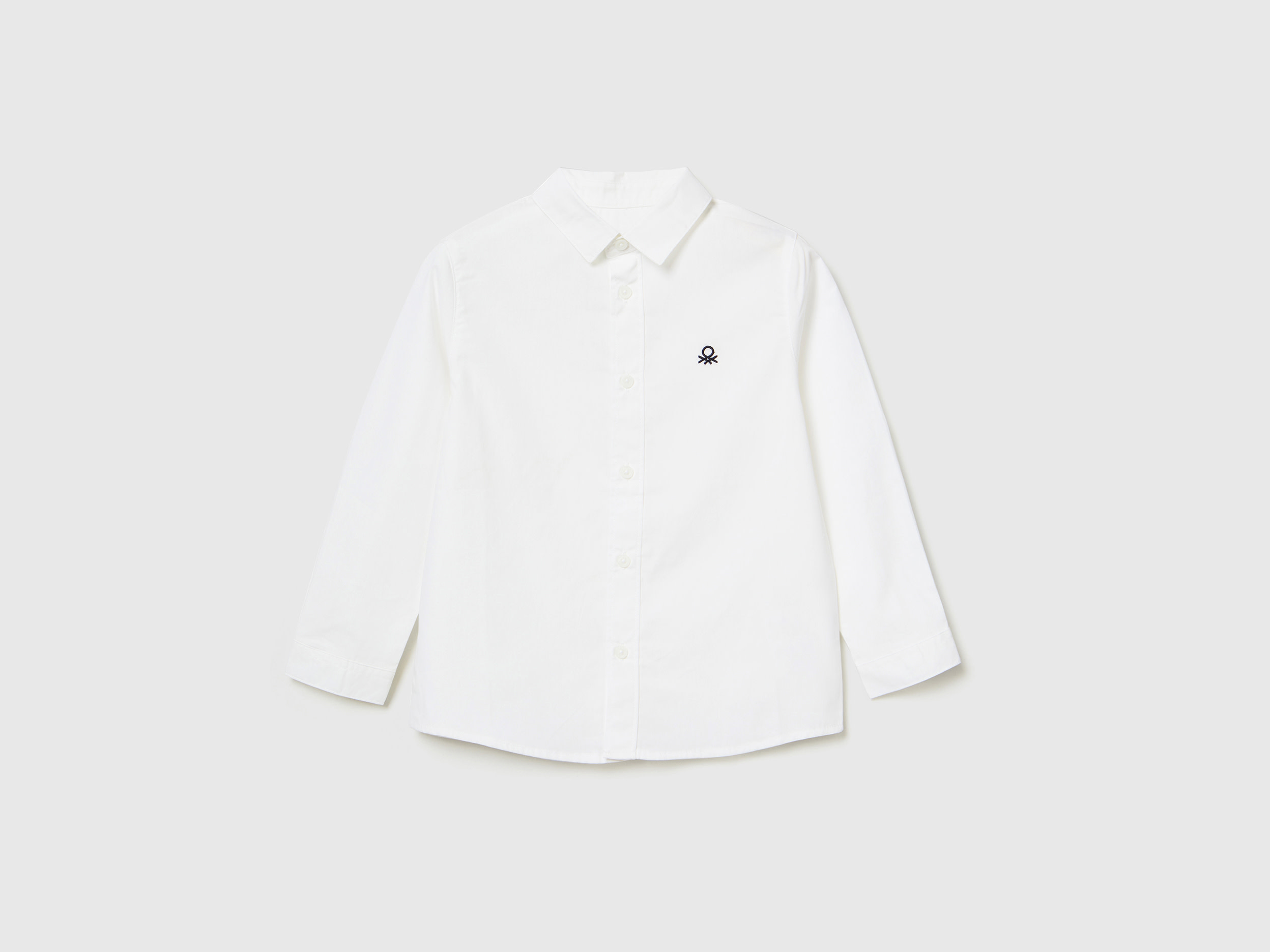 Benetton, Shirt In Pure Cotton, size 12-18, White, Kids